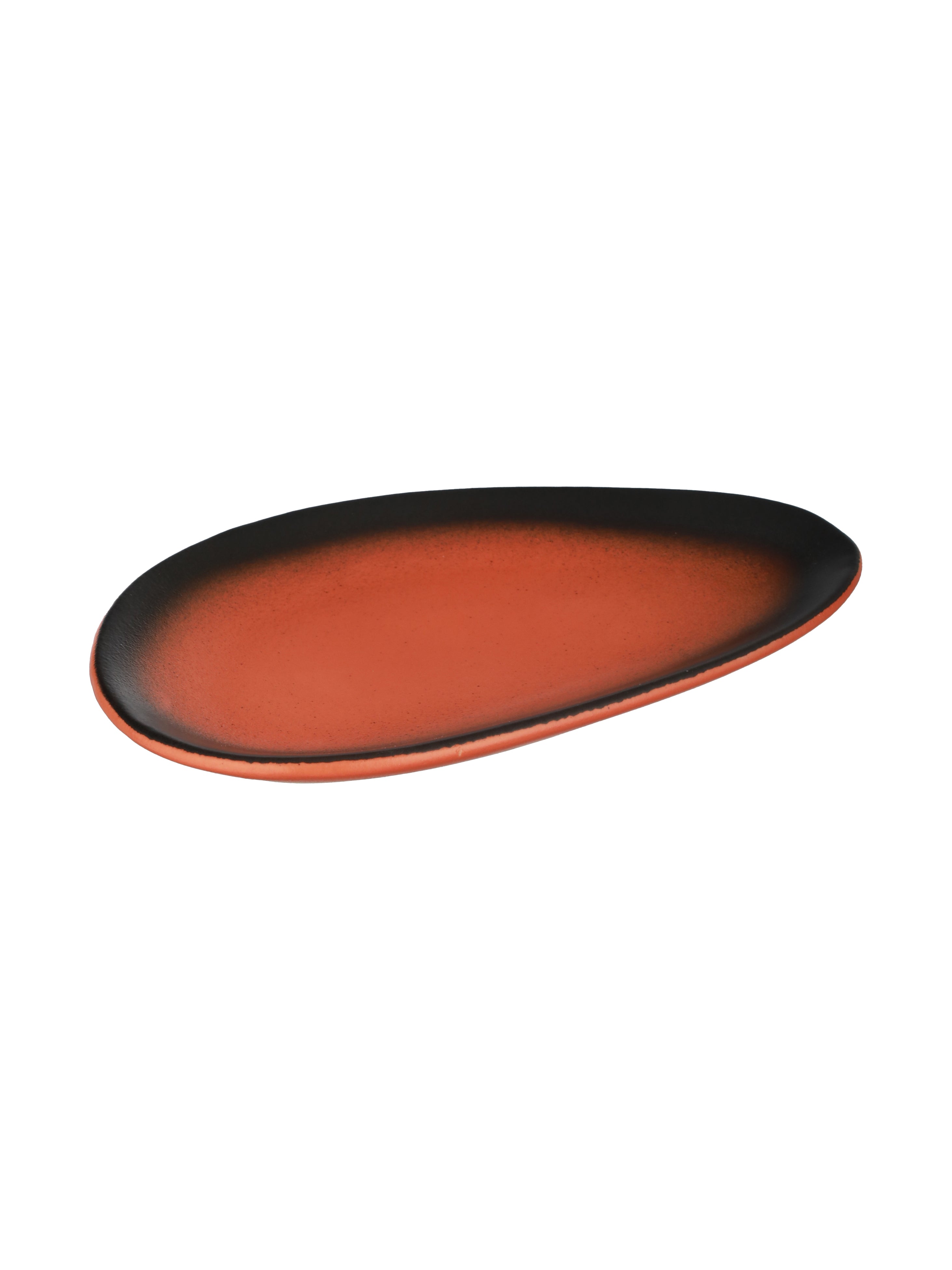 Black & orange Ceramic Serving Platter Set of 2