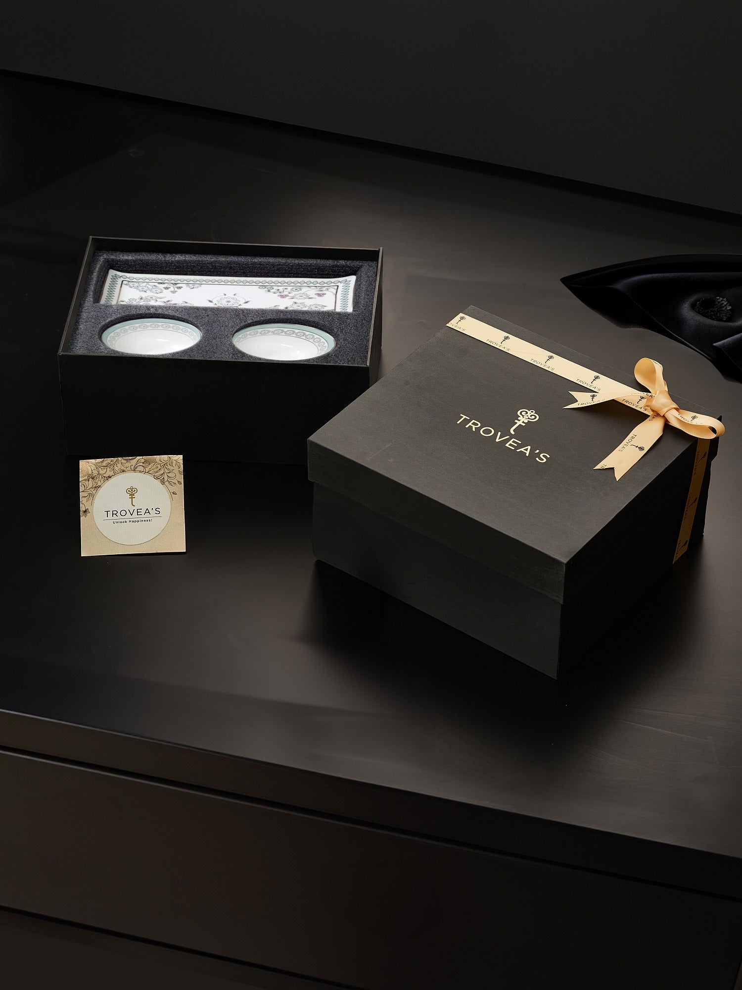 Seaside Bloom 24K Gold Plated Bowls and Tray Set