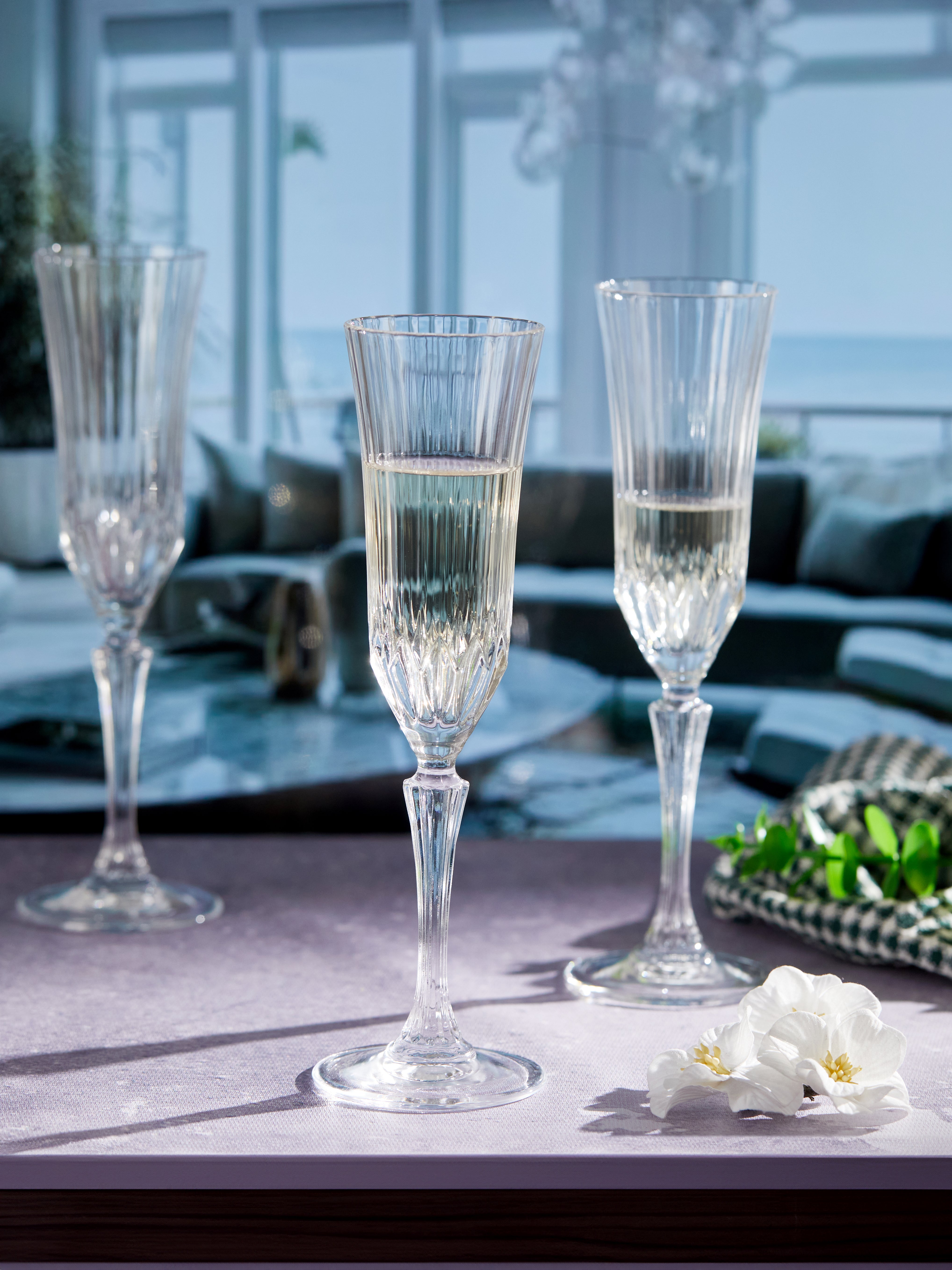 Celestial Sparkle Champagne Flute Glass Set of 4, 180 ML