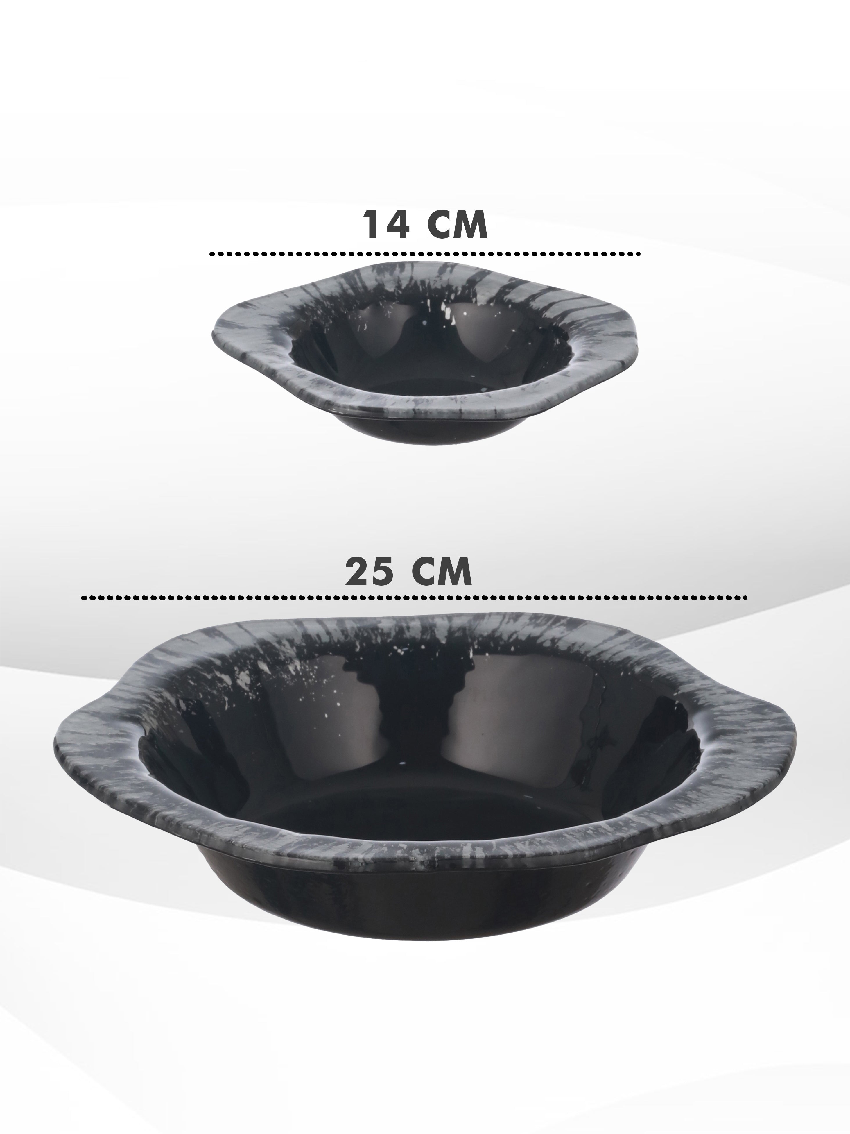 Black & Silver Glass Pudding Set (Pack Of 7)