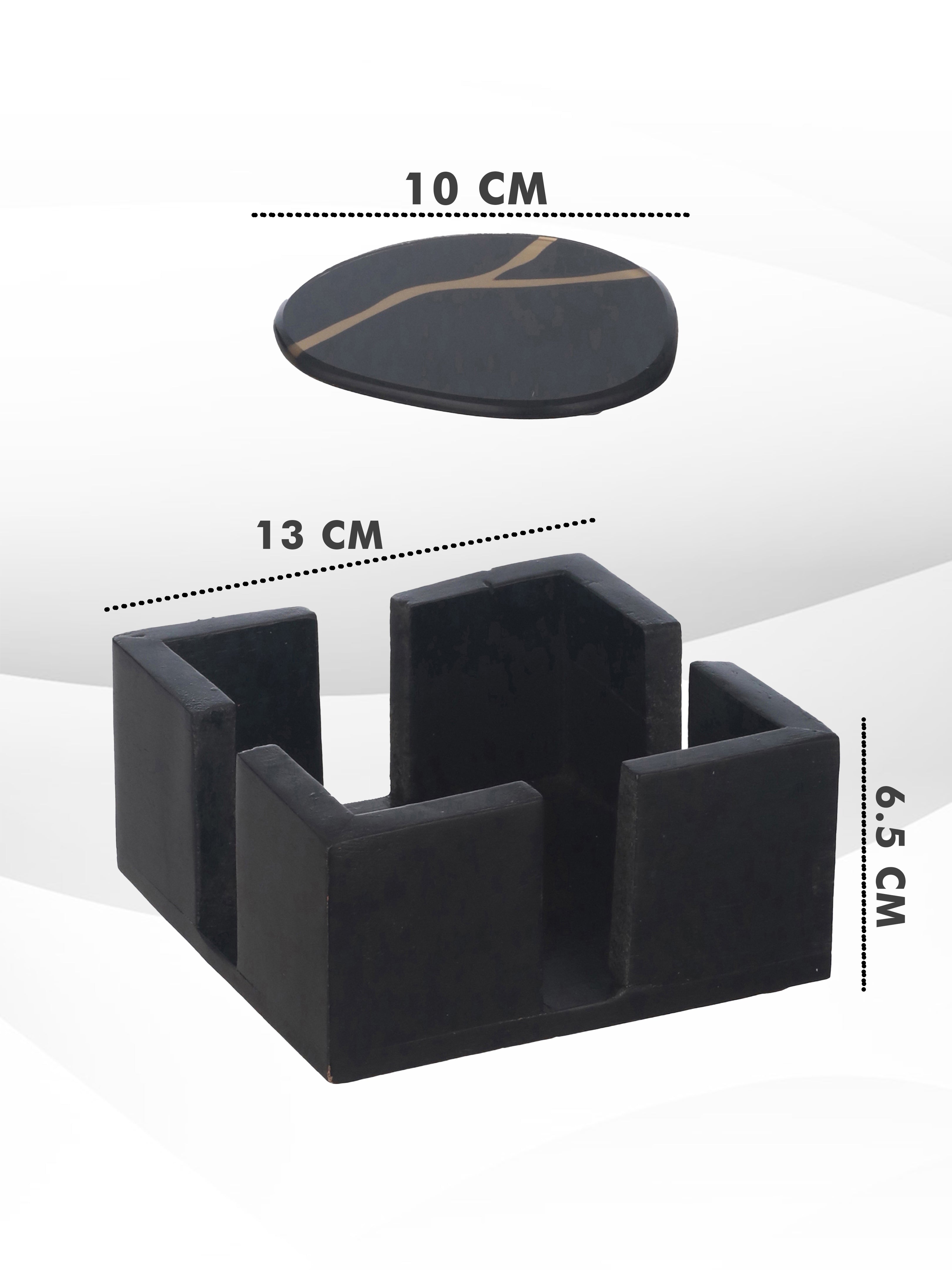 Kintsugi Black & Gold Coasters (Pack Of 6)