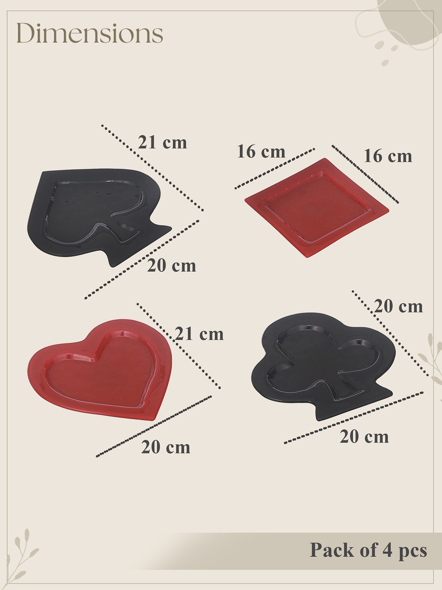 Designer Glass Playing Card Platter- Red & Black