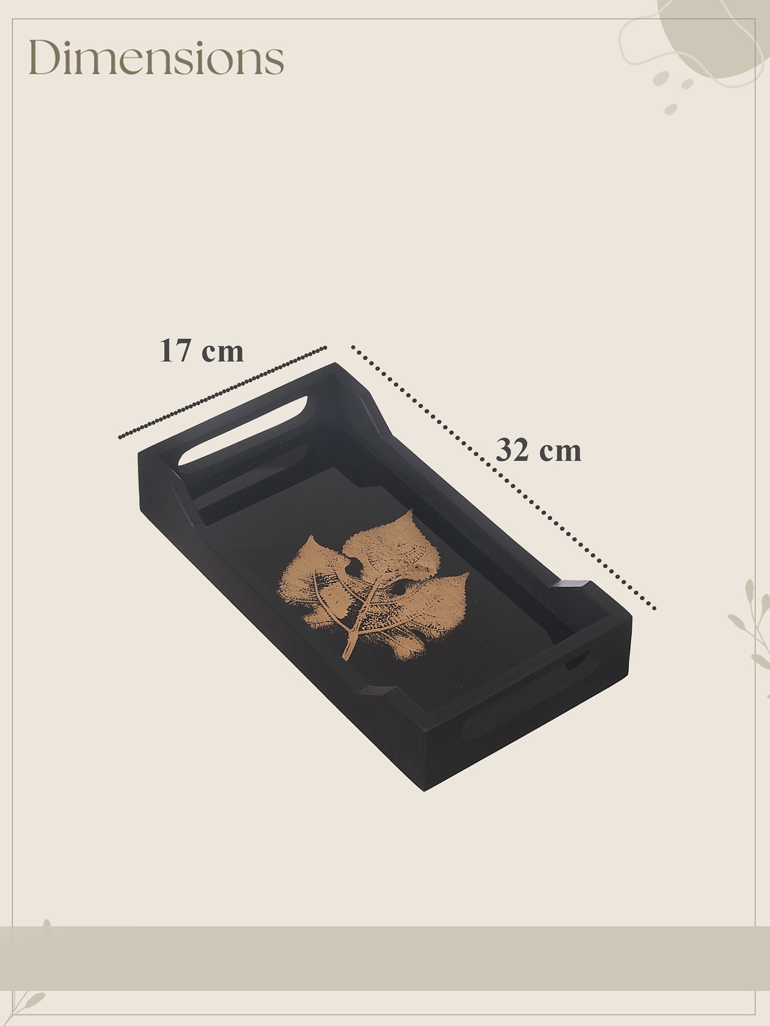Autumn Leaf Wooden And Glass Serving Tray
