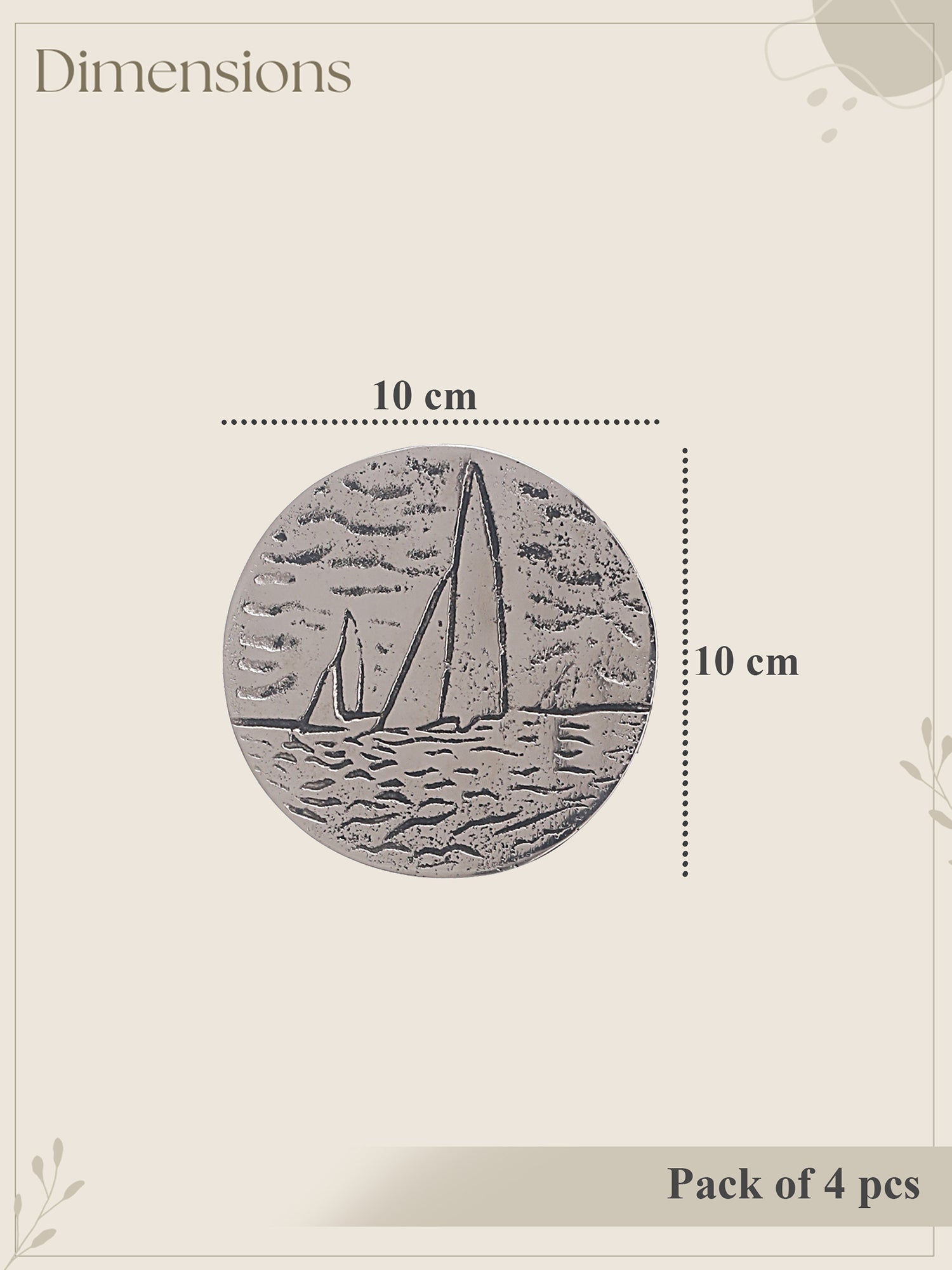 Silver Boat Coaster - Pack Of 4