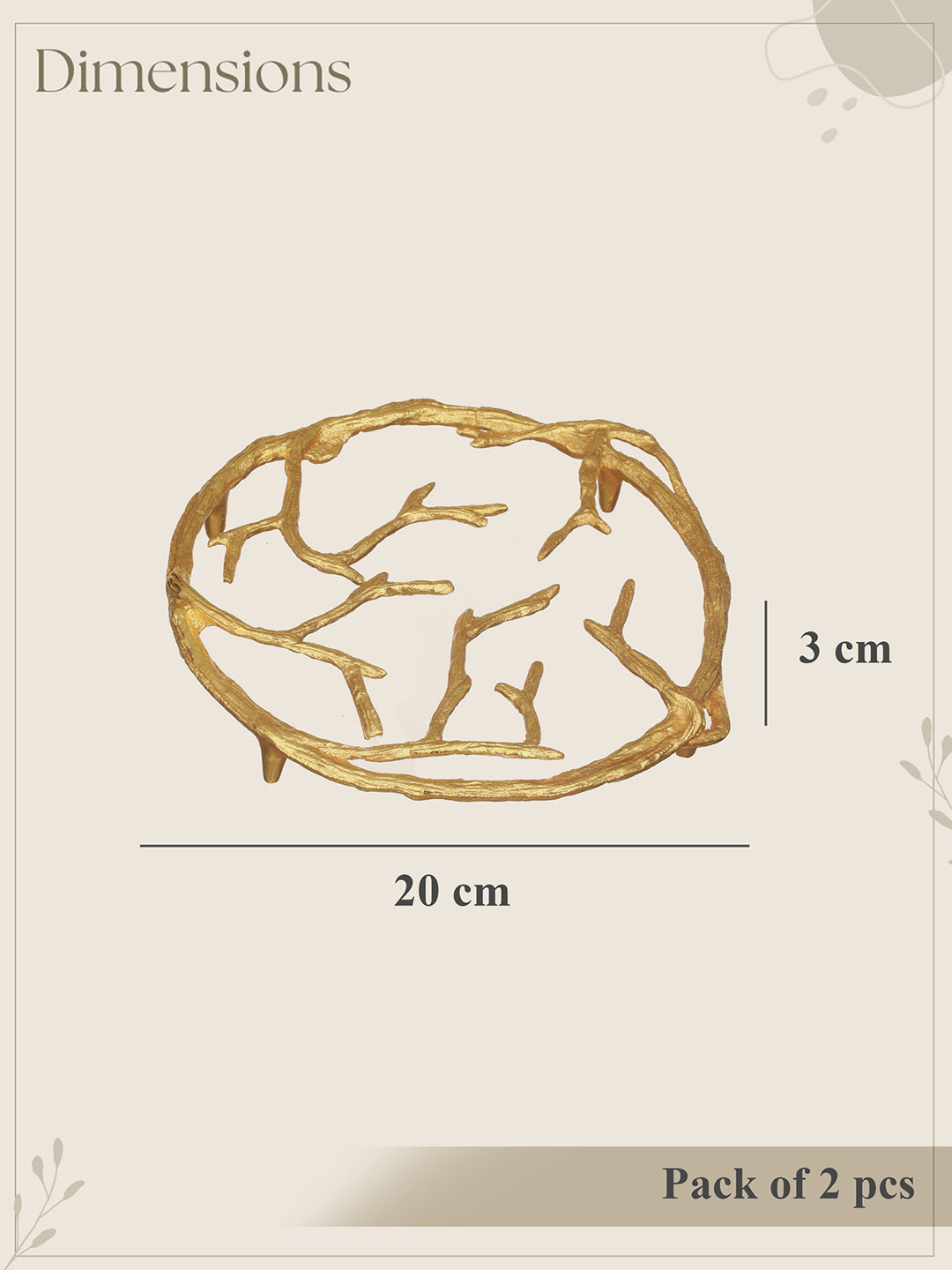 EarthyRoots Trivet- Gold (Pack Of 2)