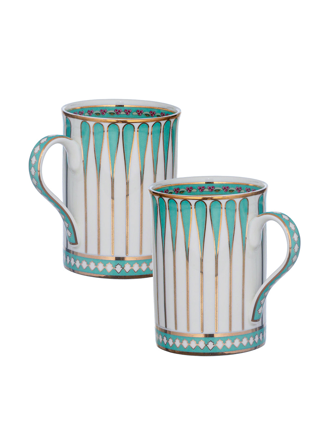 Seaside Bloom 24K Gold Plated Mugs (Pack Of 2)
