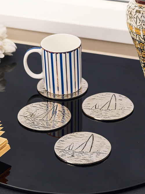 Silver Boat Coaster - Pack Of 4