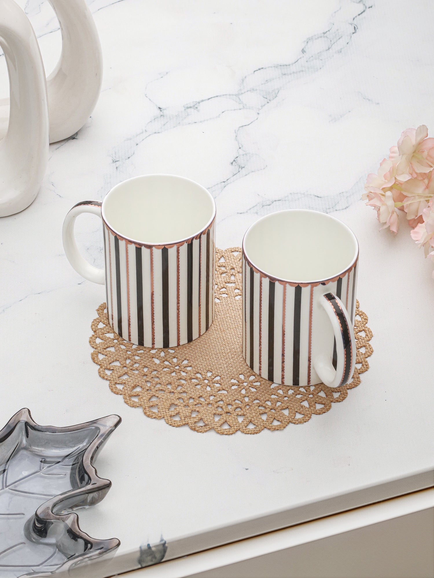 TUXEDO STRIPES TEA & COFFEE MUGS (Pack Of 2)