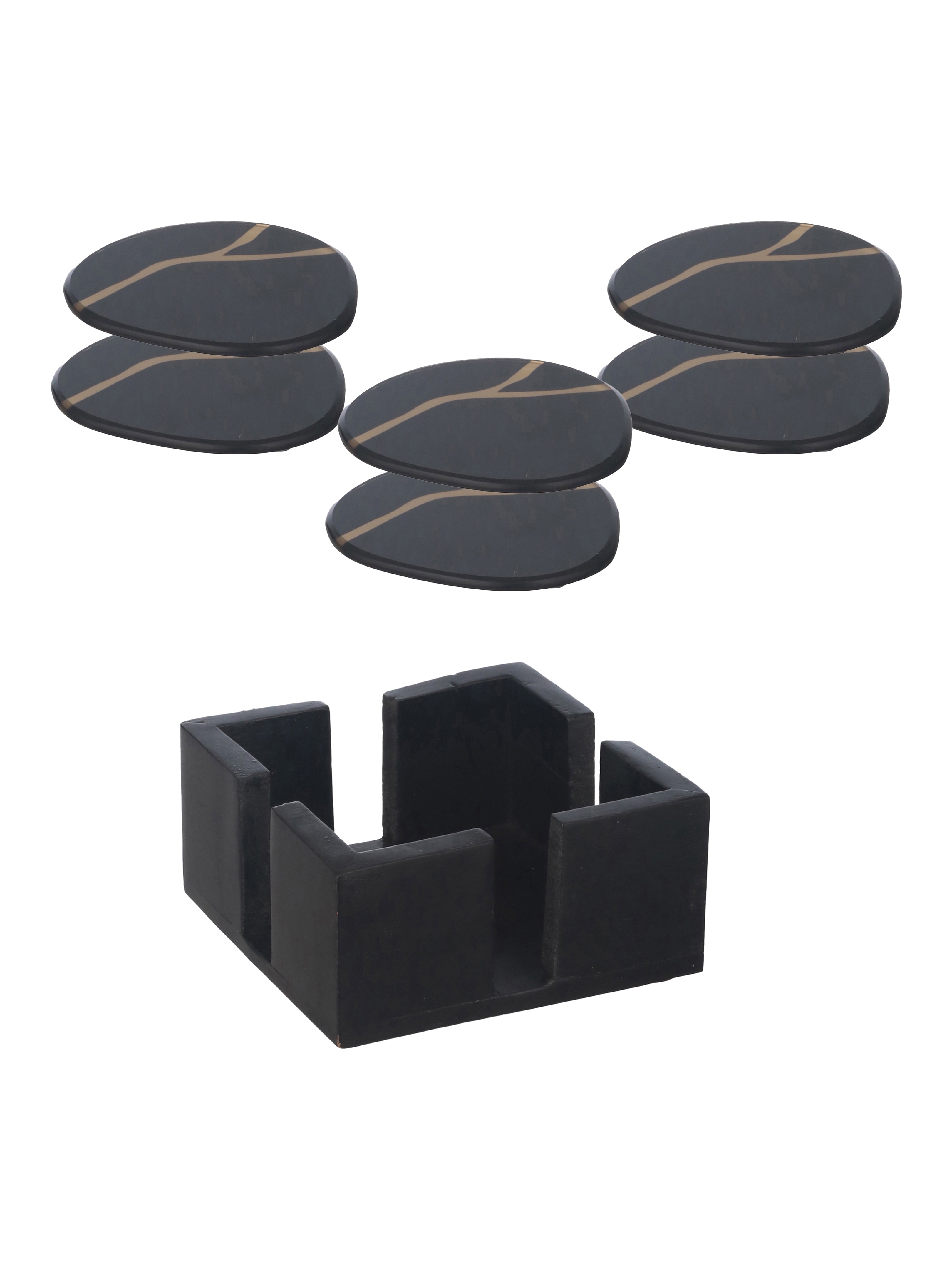 Kintsugi Black & Gold Coasters (Pack Of 6)