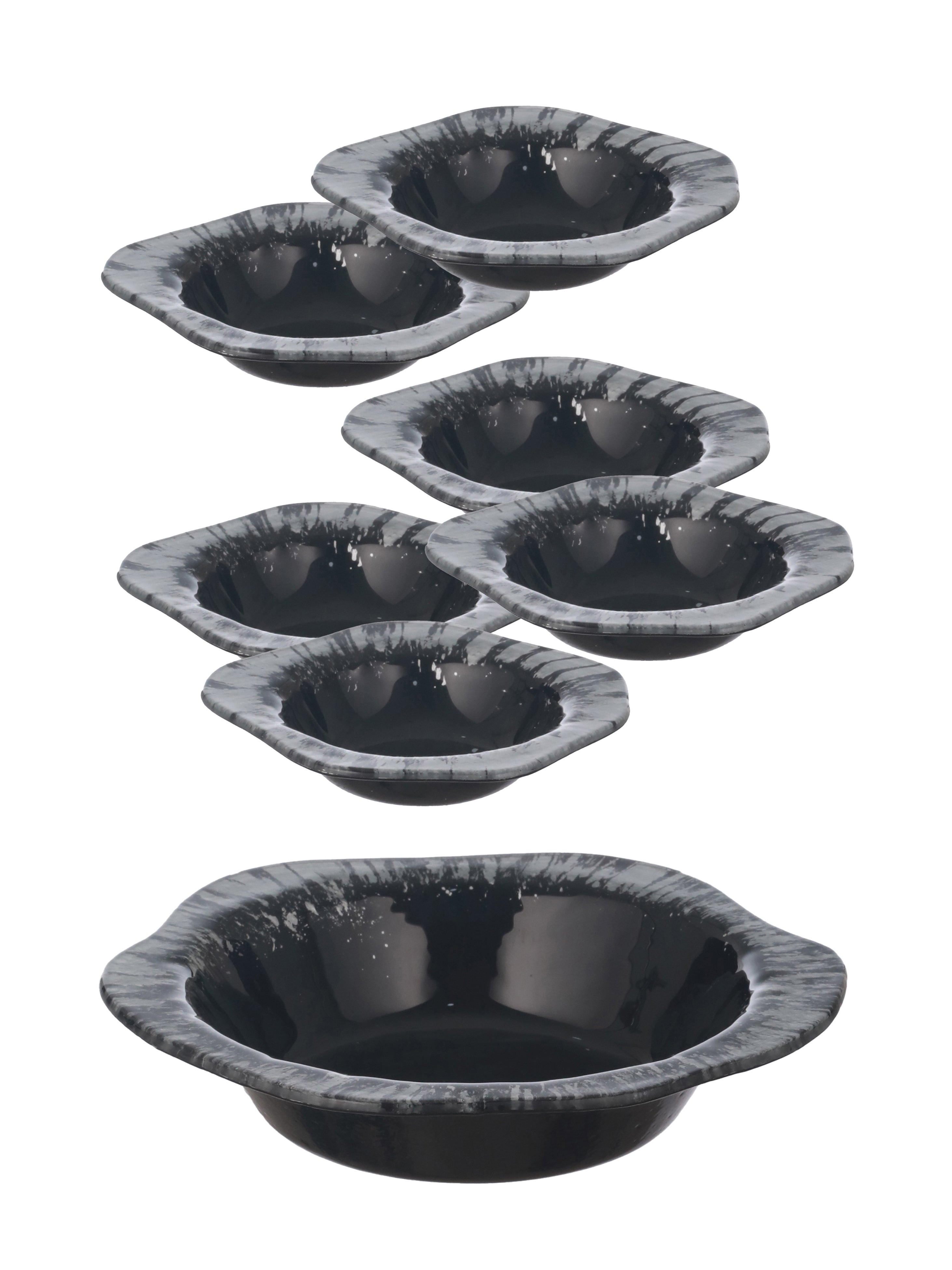 Black & Silver Glass Pudding Set (Pack Of 7)