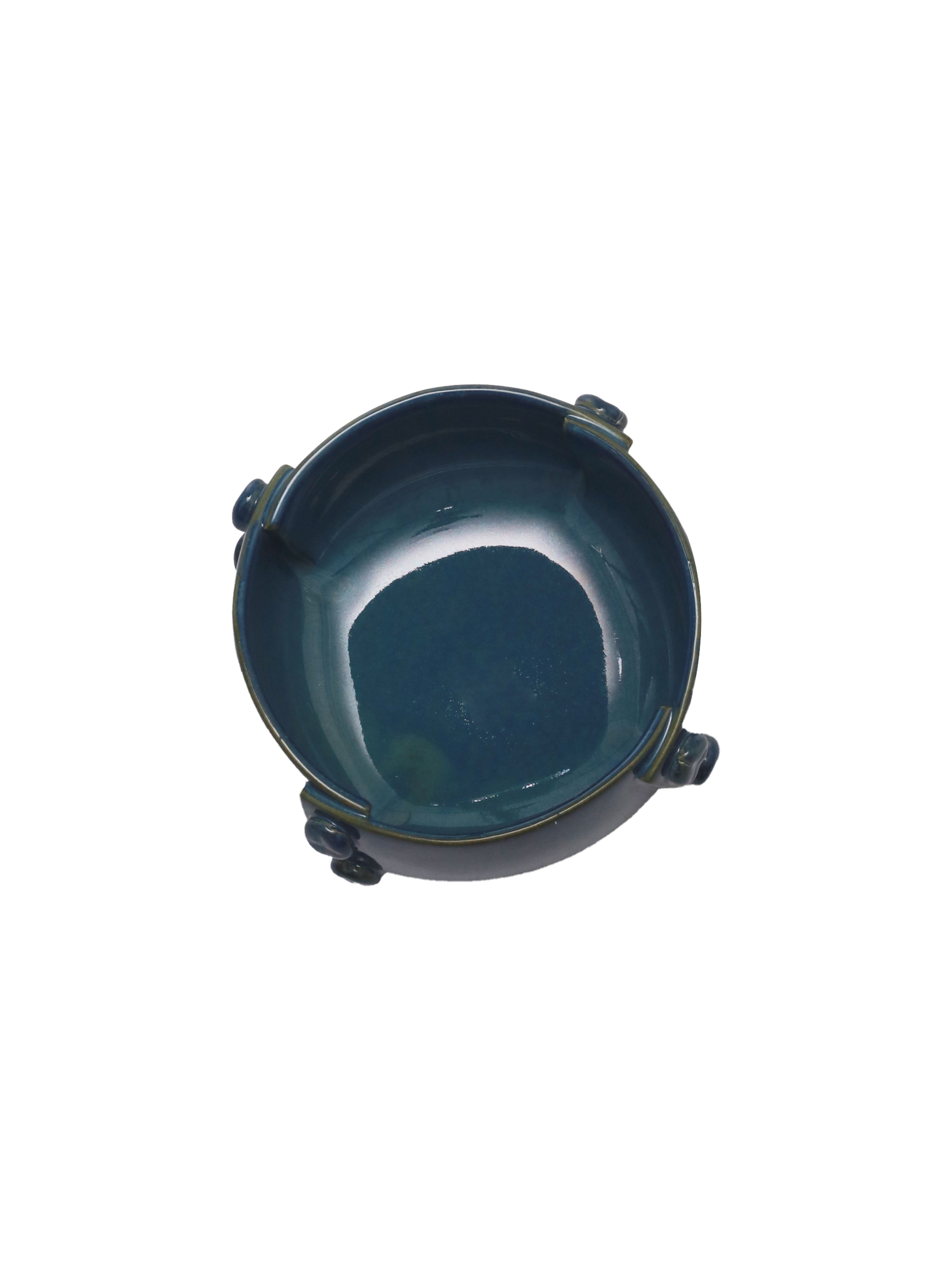 Teal Blue Ceramic Serving Bowl Set of 2