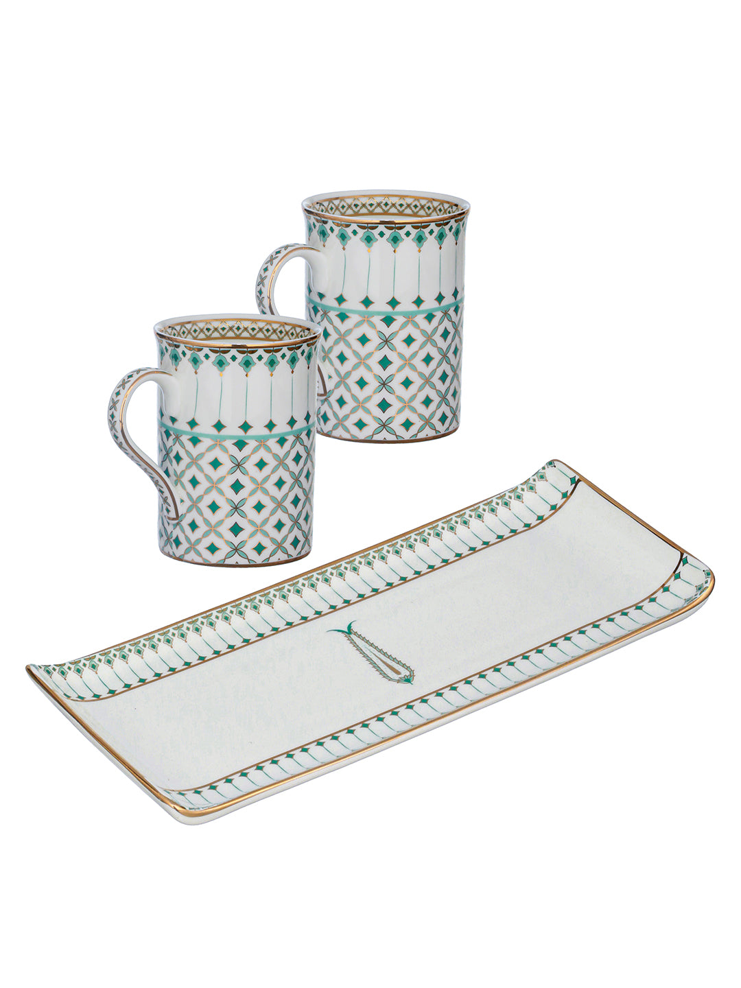 Momentum 24K Gold Plated Mugs and Tray Set
