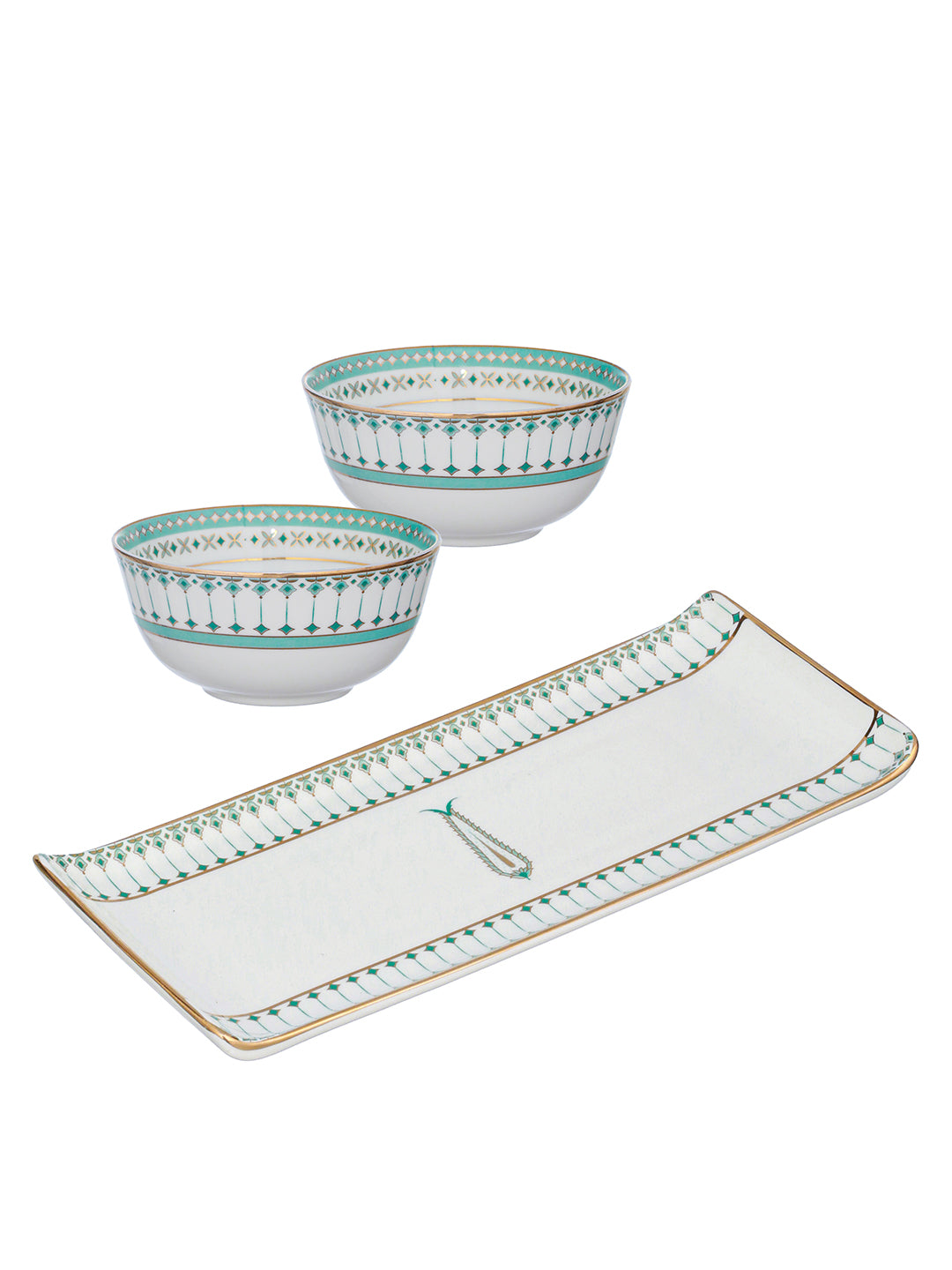 Momentum 24K Gold Plated Bowls and Tray Set
