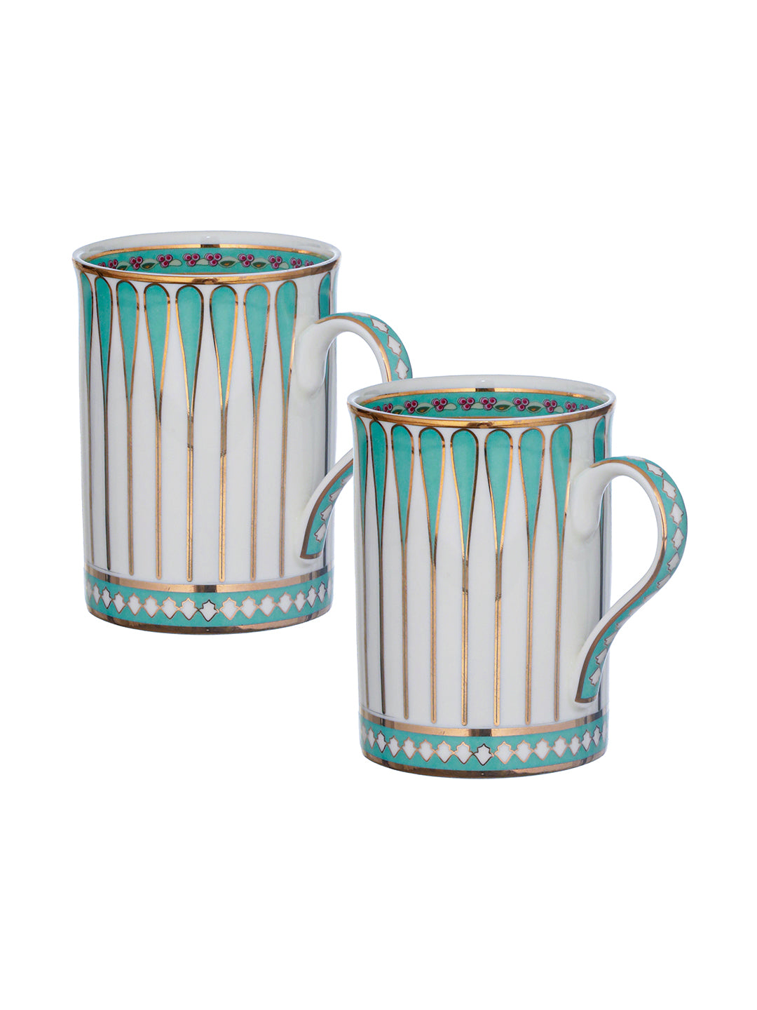 Seaside Bloom 24K Gold Plated Mugs (Pack Of 2)