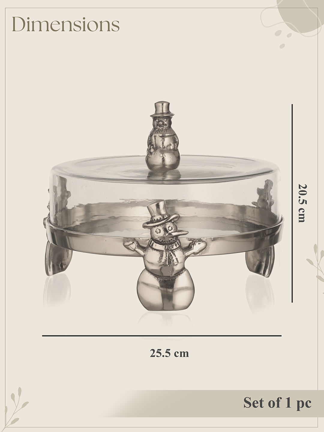 WinterWonder Glass Cloche with Metal Stand