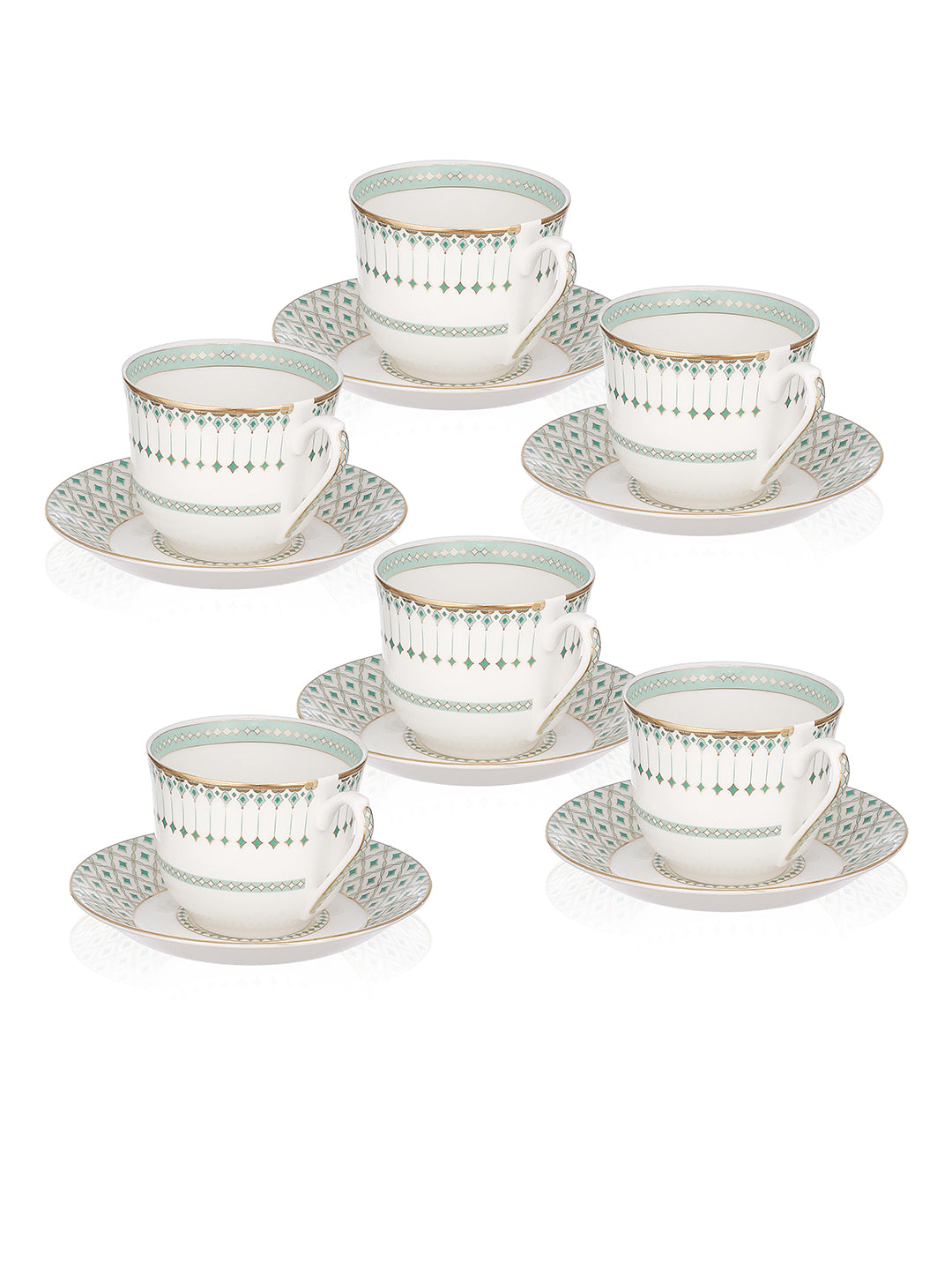 Momentum 24K Gold Plated Tea Cup And Saucer Set | Set of 6