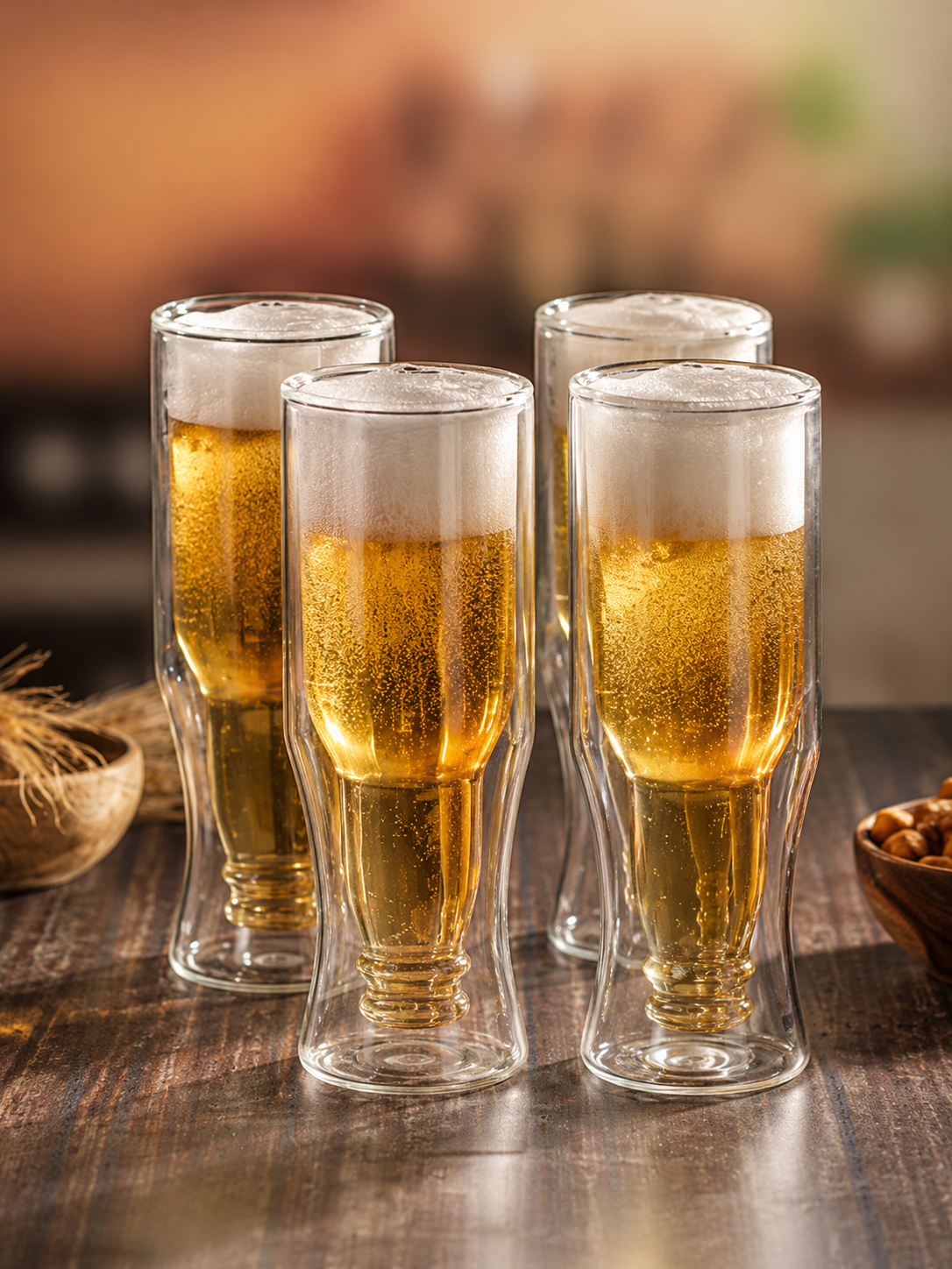 DOUBLE WALL INVERTED BOTTLE SHAPED BEER GLASS
