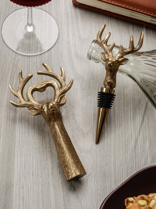 Deer Bottle Stopper and Bottle Opener Combo Set