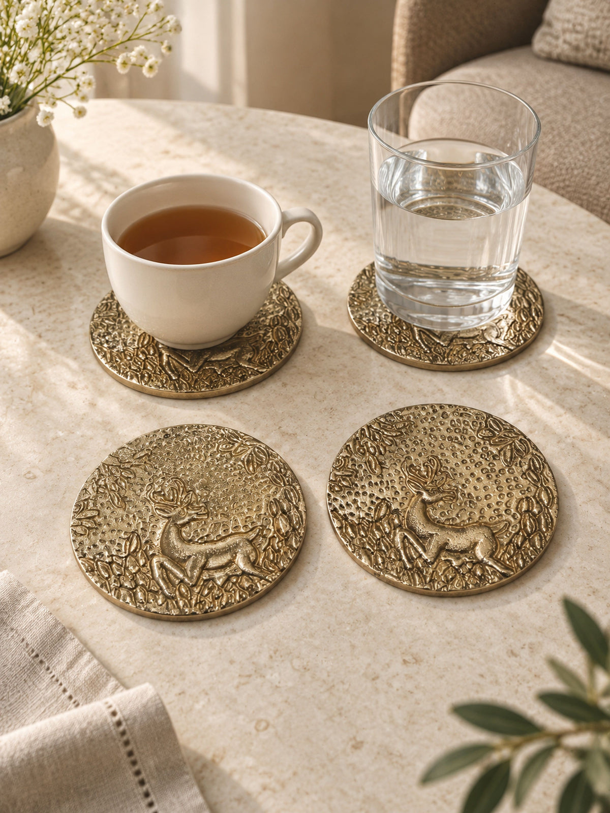Golden Fawn Coasters (Pack of 4)