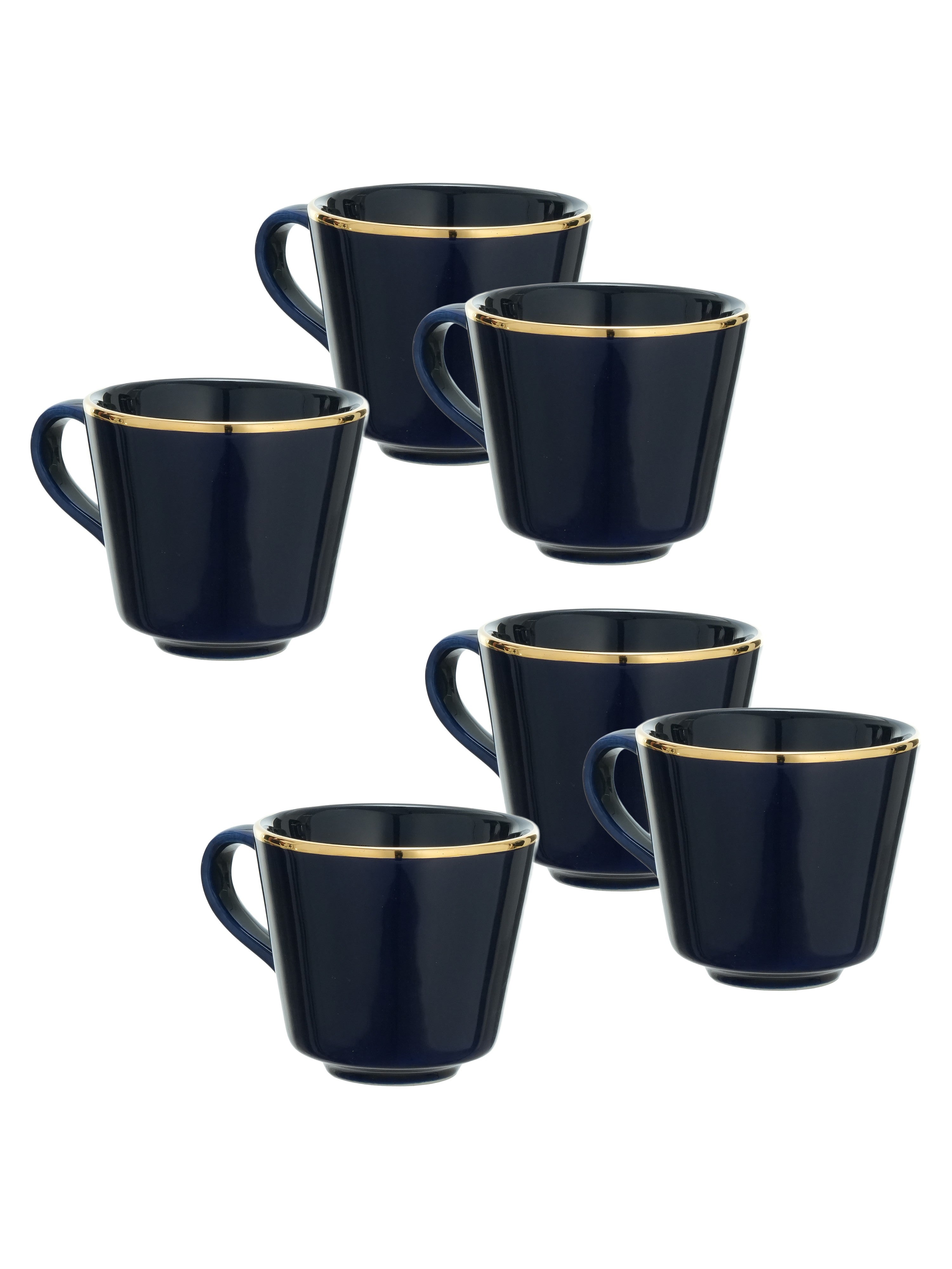 Glided Azure 24k Gold plated Porcelain Cups (Pack of 6)