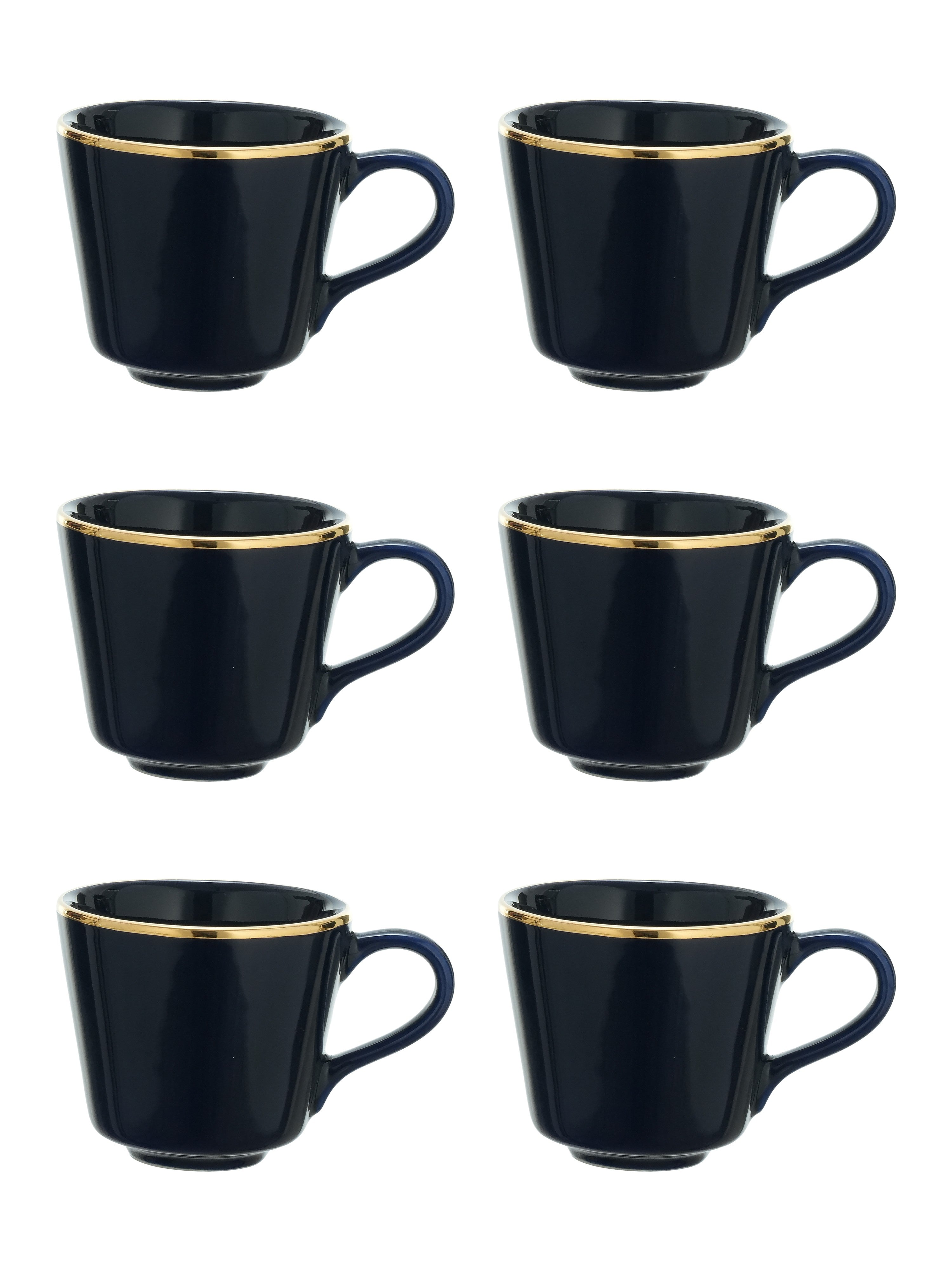 Glided Azure 24k Gold plated Porcelain Cups (Pack of 6)