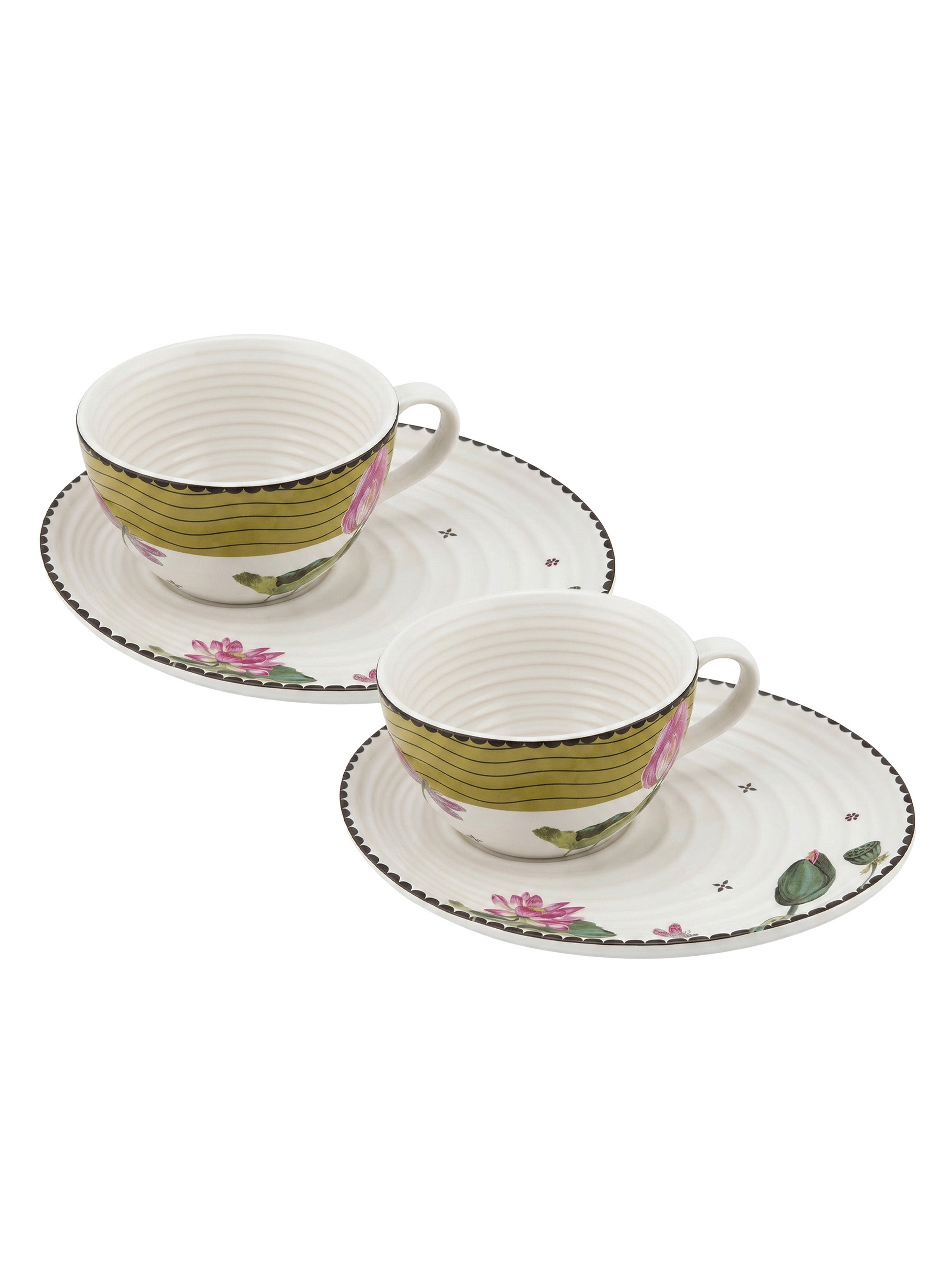 Dragonfly Bloom Porcelain Cup and Saucers Set