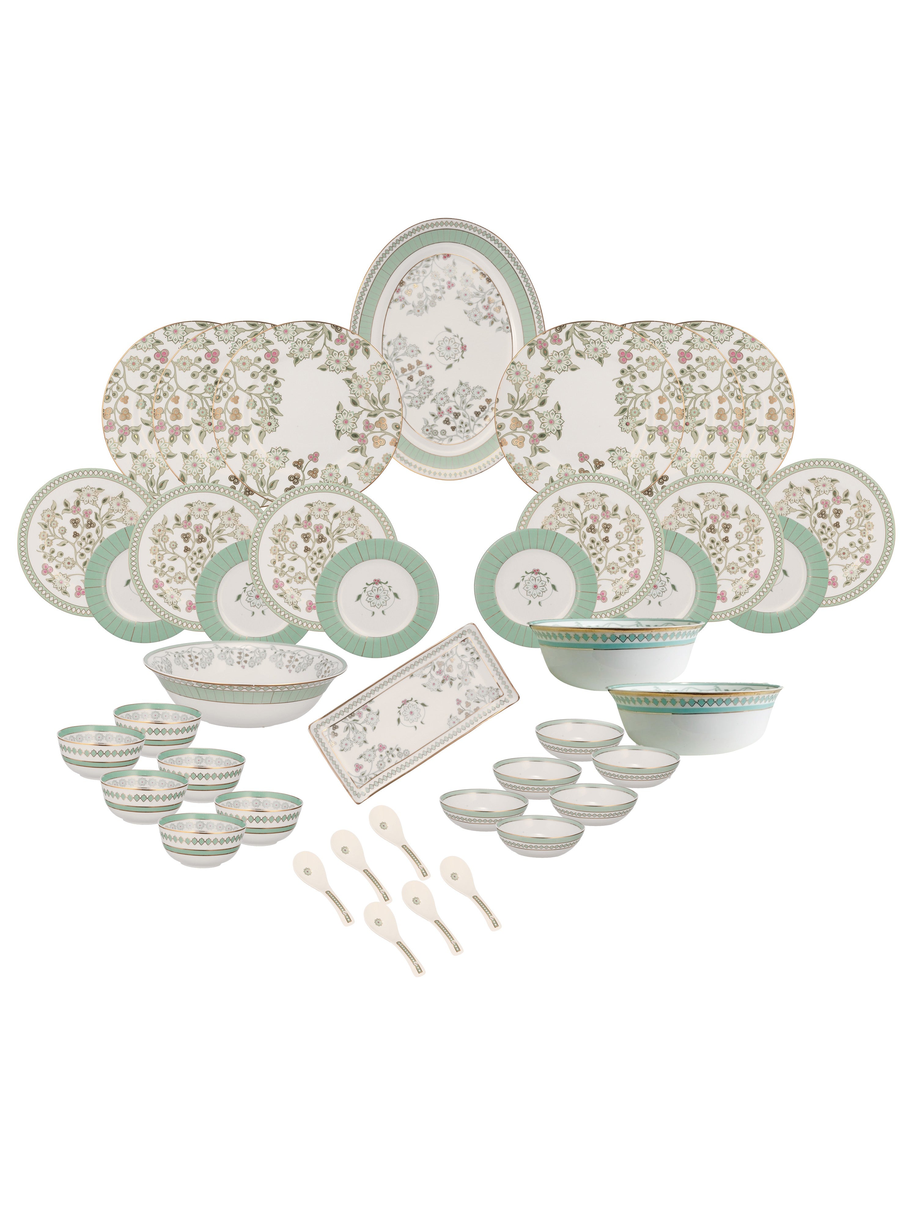 Seaside Bloom 24K Gold Plated Dinner Set | 41 Pcs