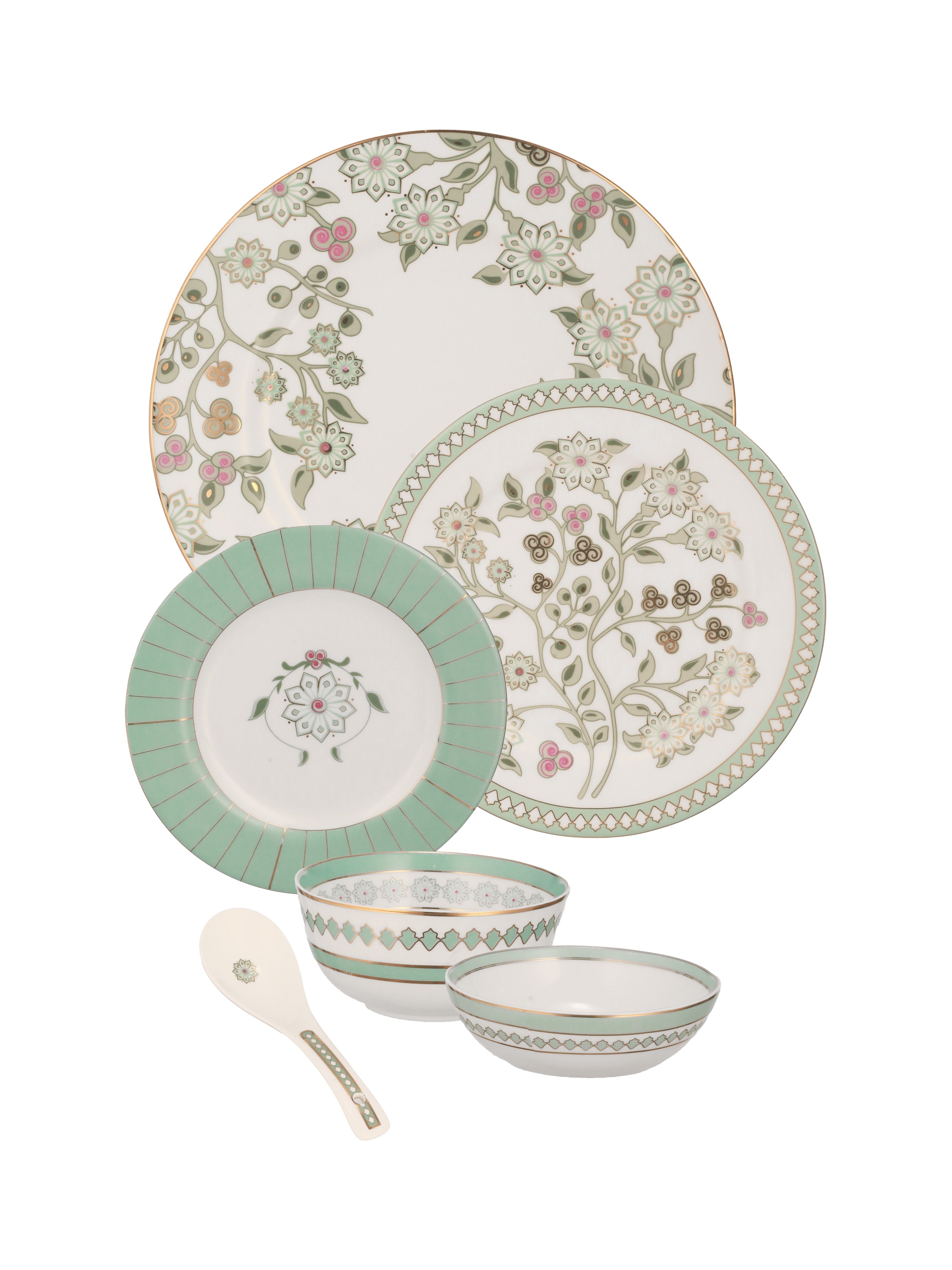 Seaside Bloom 24K Gold Plated Dinner Set | 41 Pcs