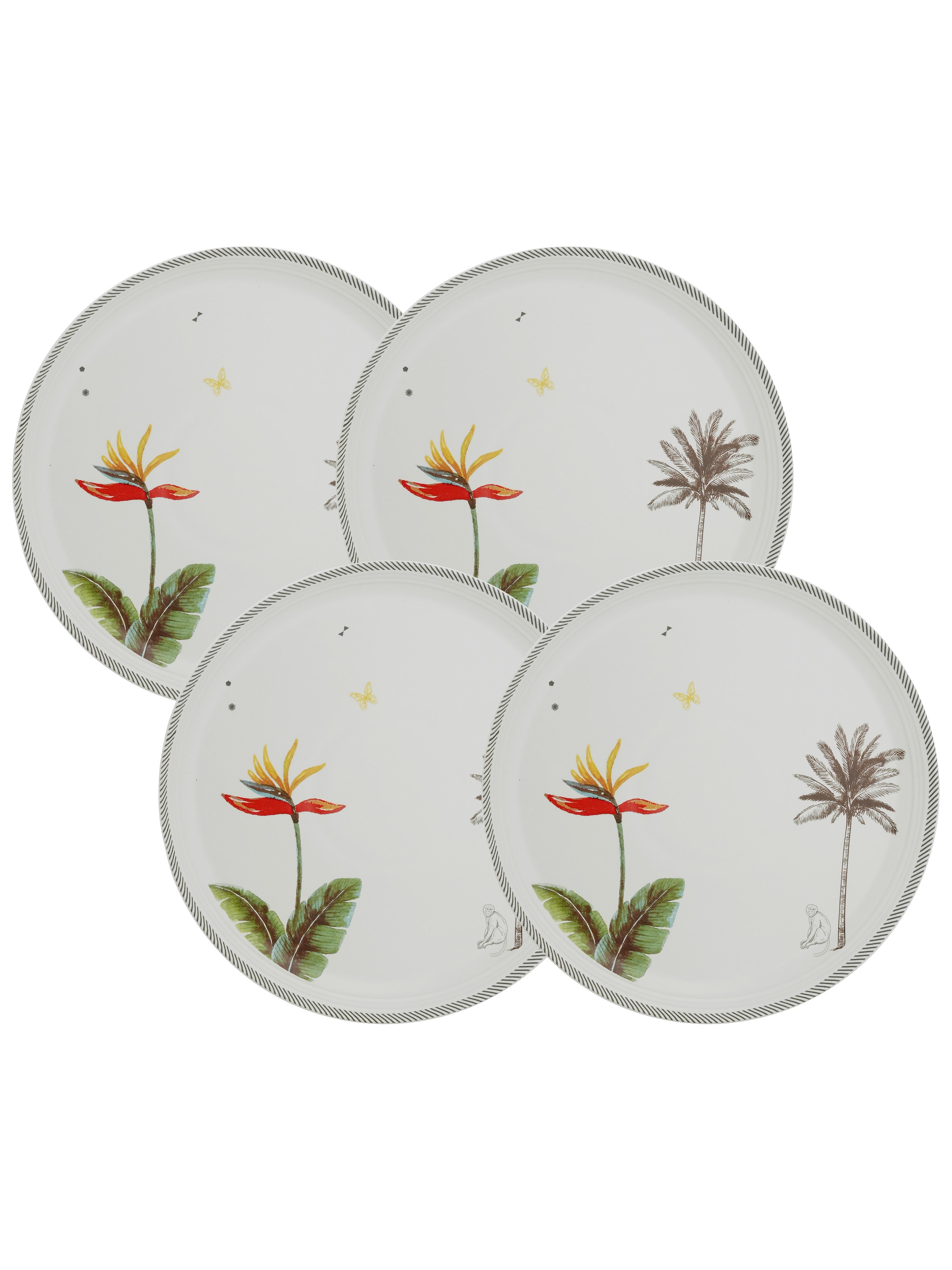 Tropical Mischief Porcelain Dinner Plates (Pack of 4)