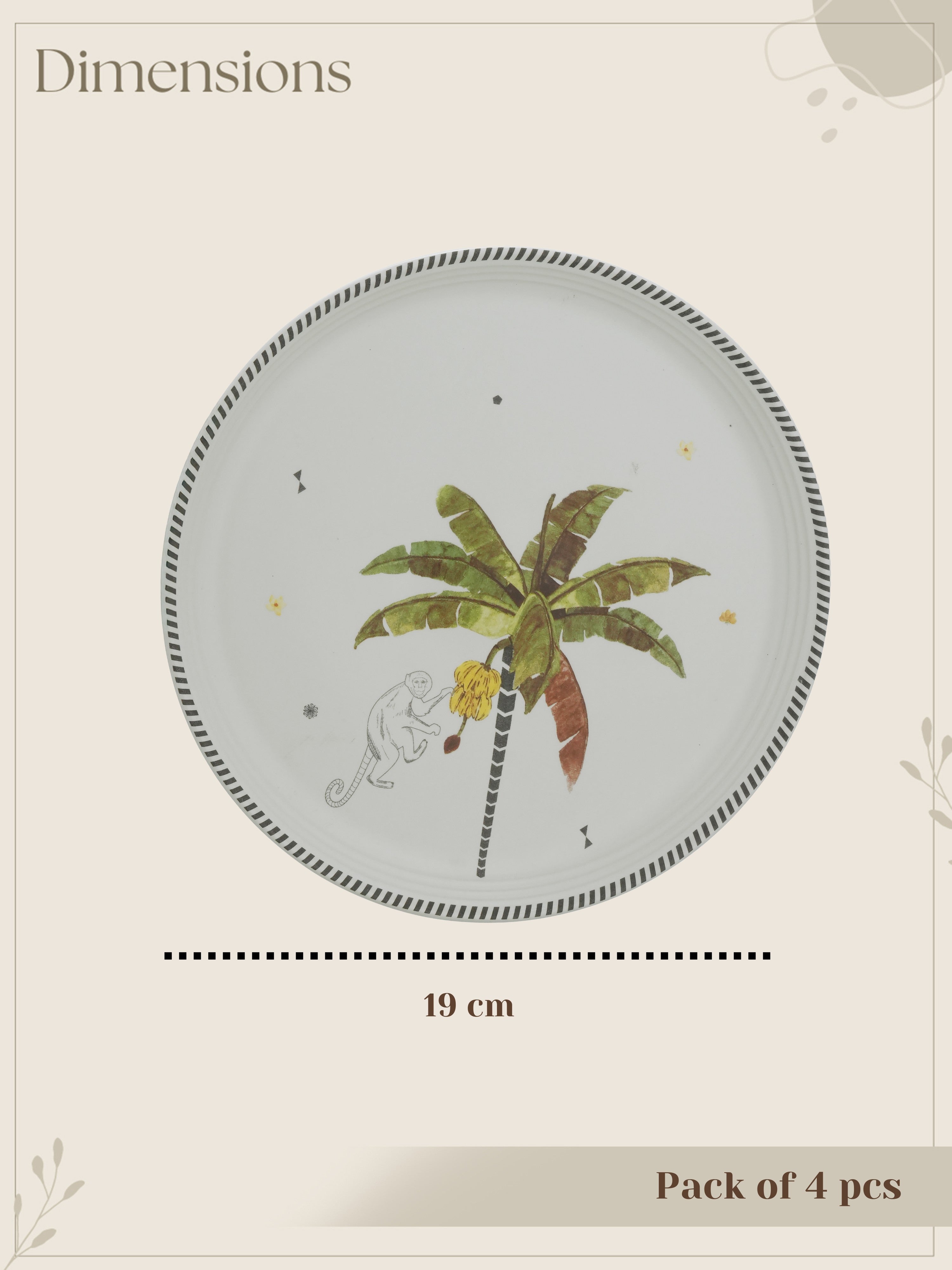 Tropical Mischief Porcelain Quarter Plates (Pack of 4)