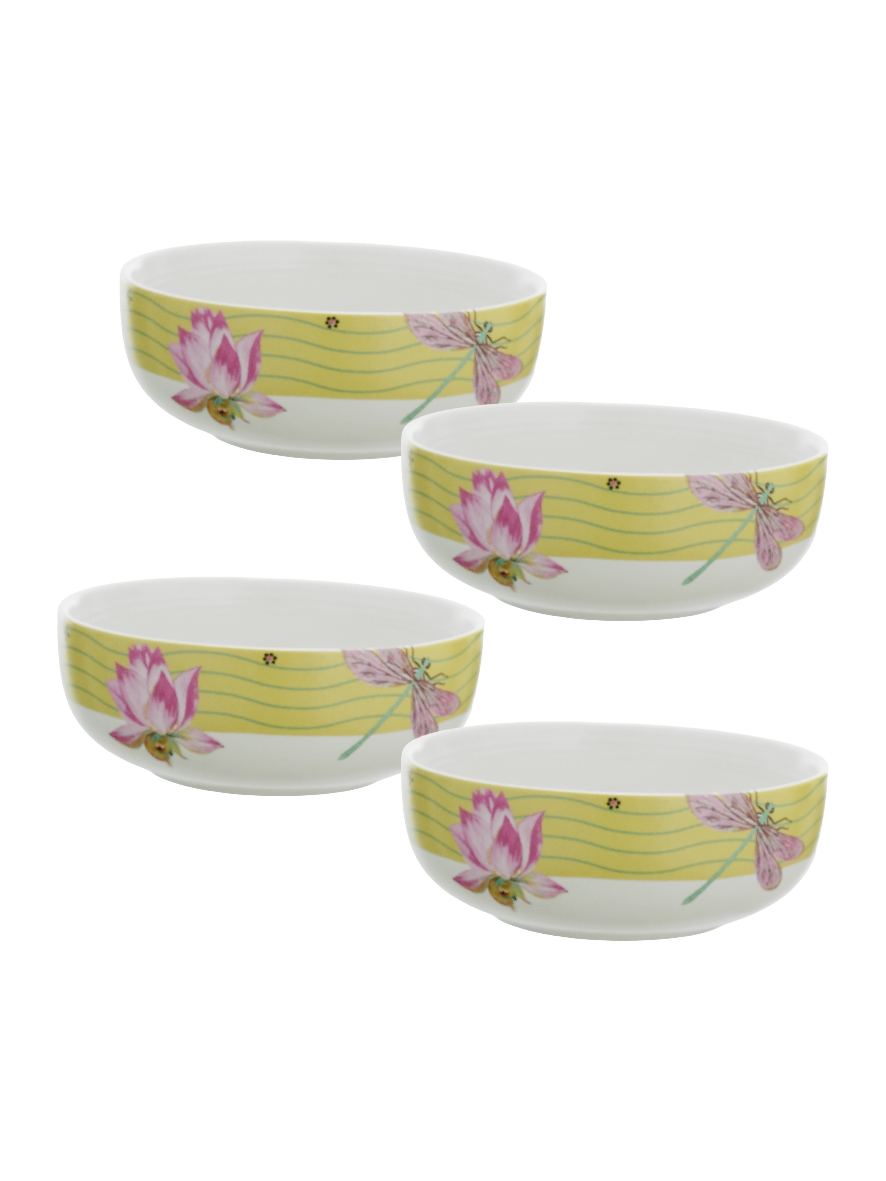 Dragonfly Bloom Porcelain Big Bowls (Pack of 4)