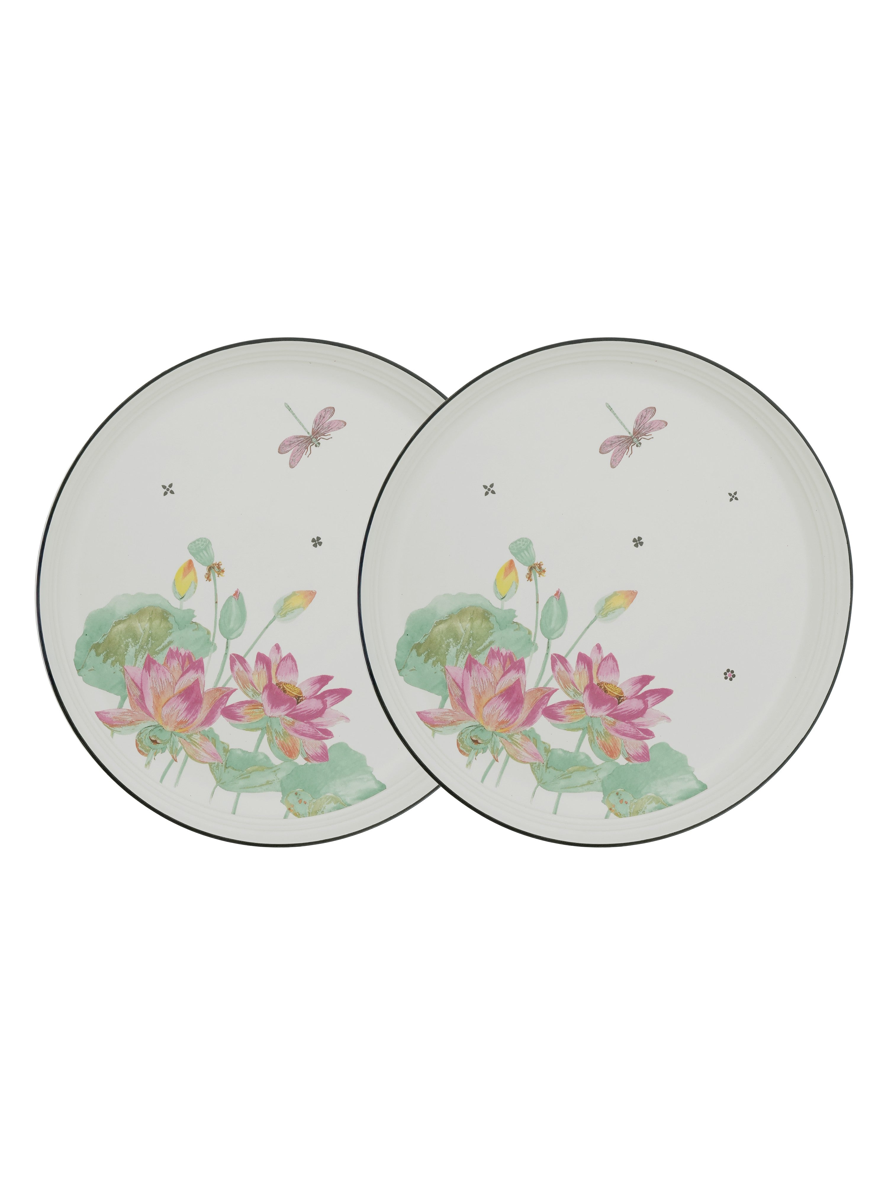 Dragonfly Bloom Porcelain Dinner Plates (Pack of 2)