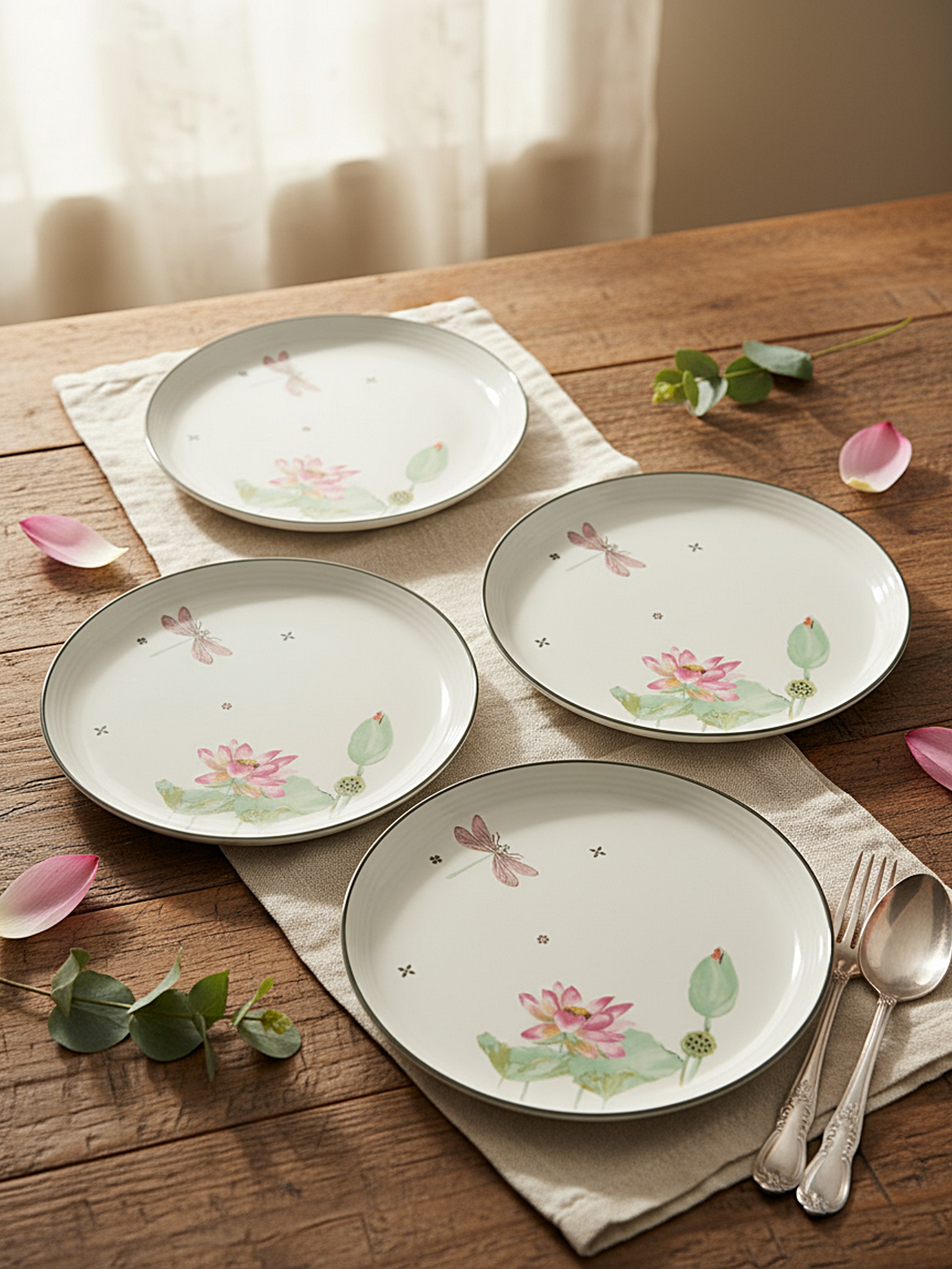 Dragonfly Bloom Porcelain Quarter Plates (Pack of 4)