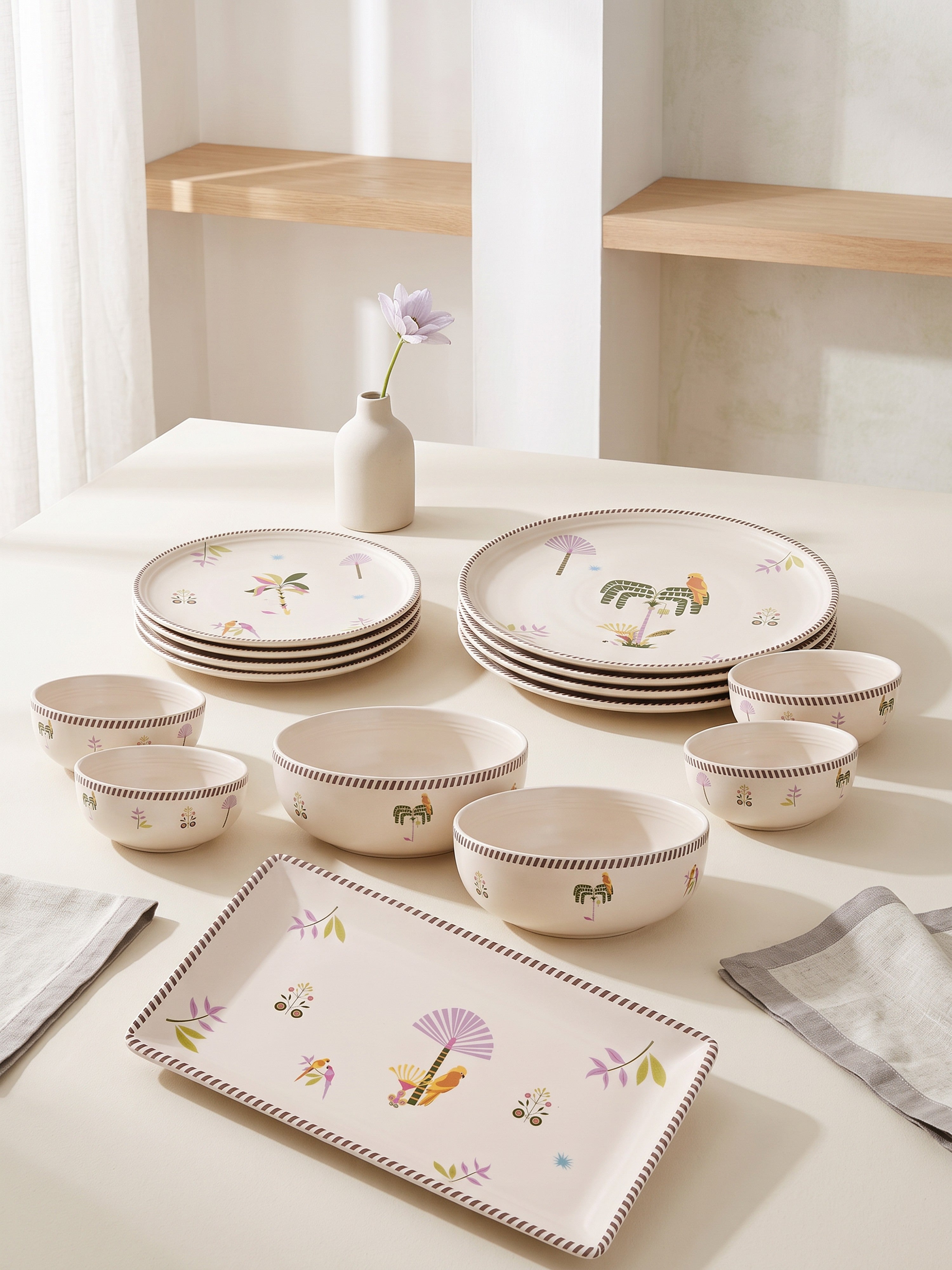 Island Bloom Porcelain Dinner Set (15 Pcs)