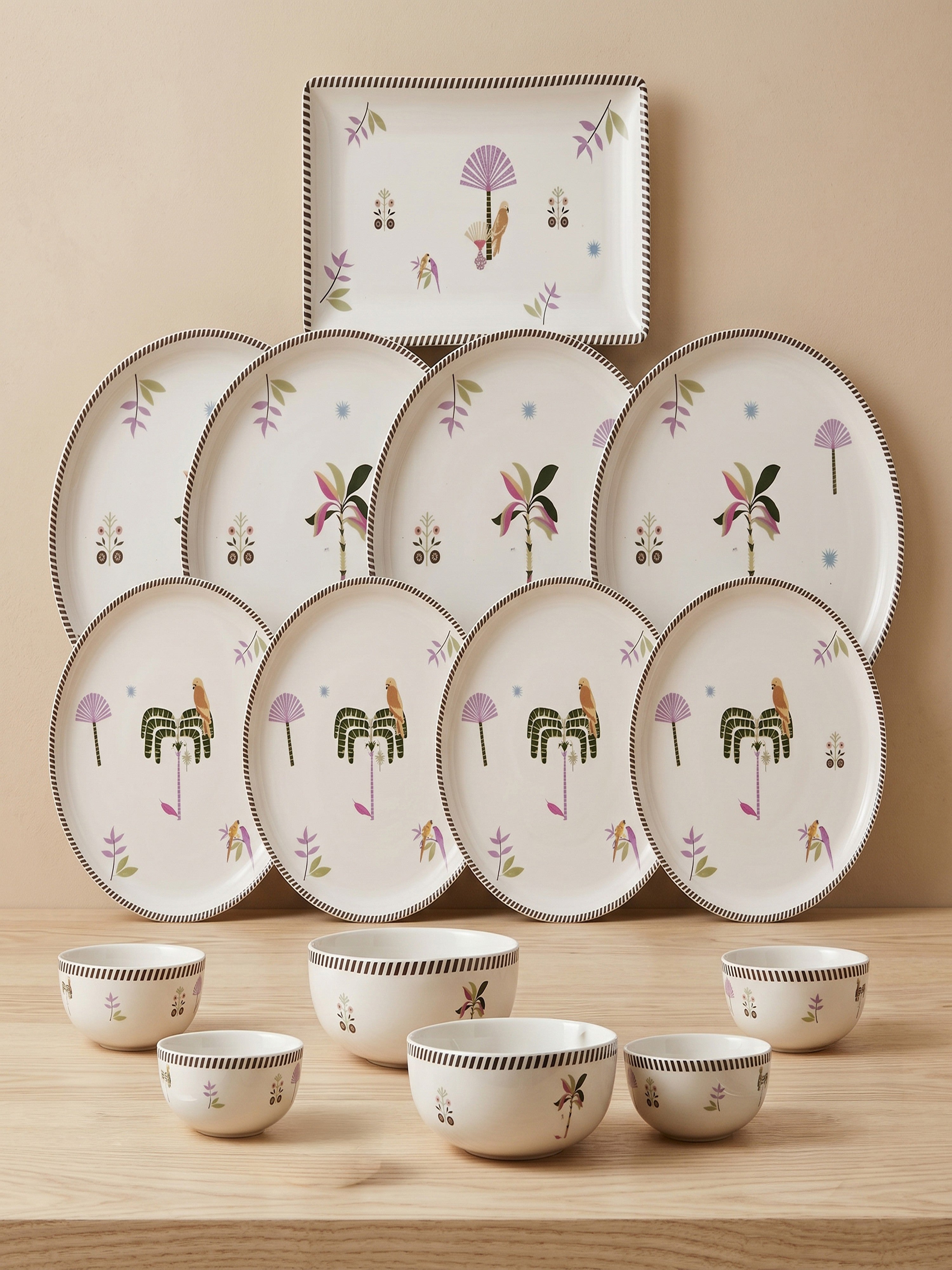 Island Bloom Porcelain Dinner Set (15 Pcs)