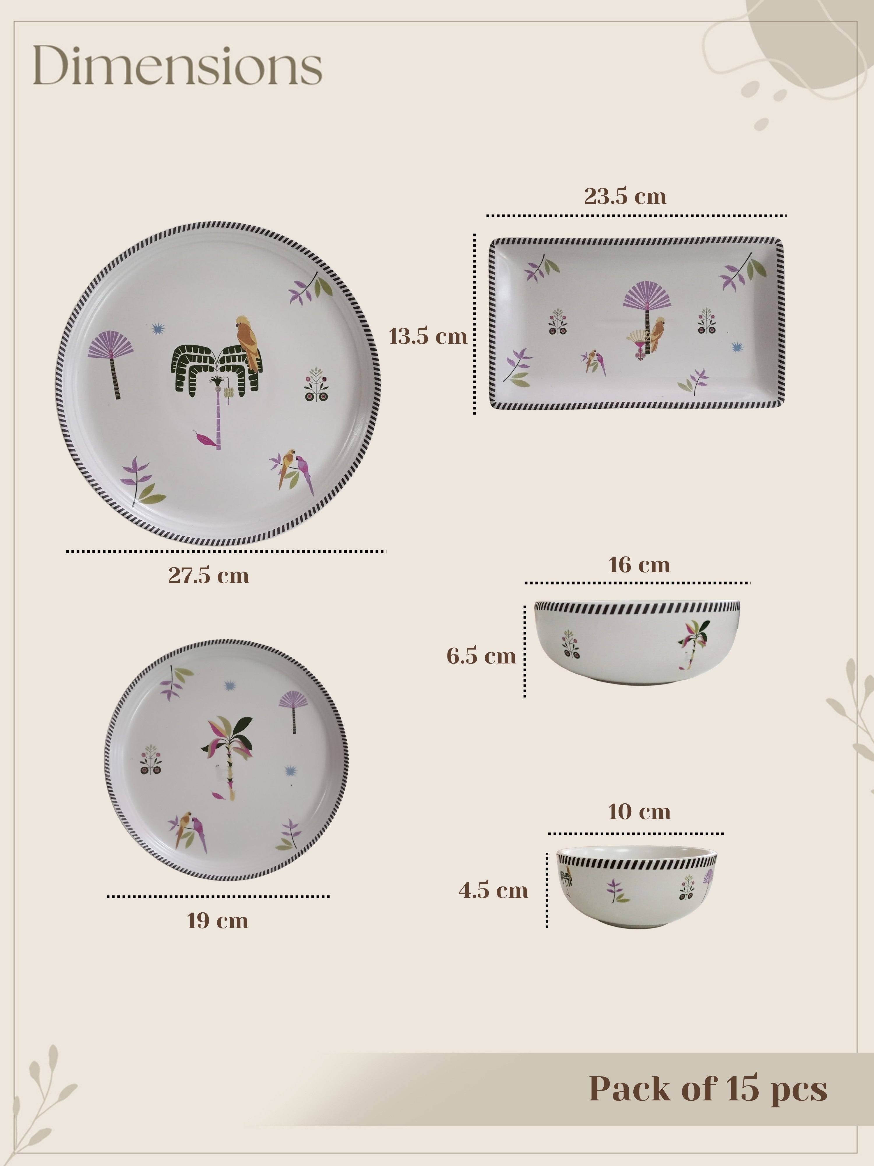 Island Bloom Porcelain Dinner Set (15 Pcs)