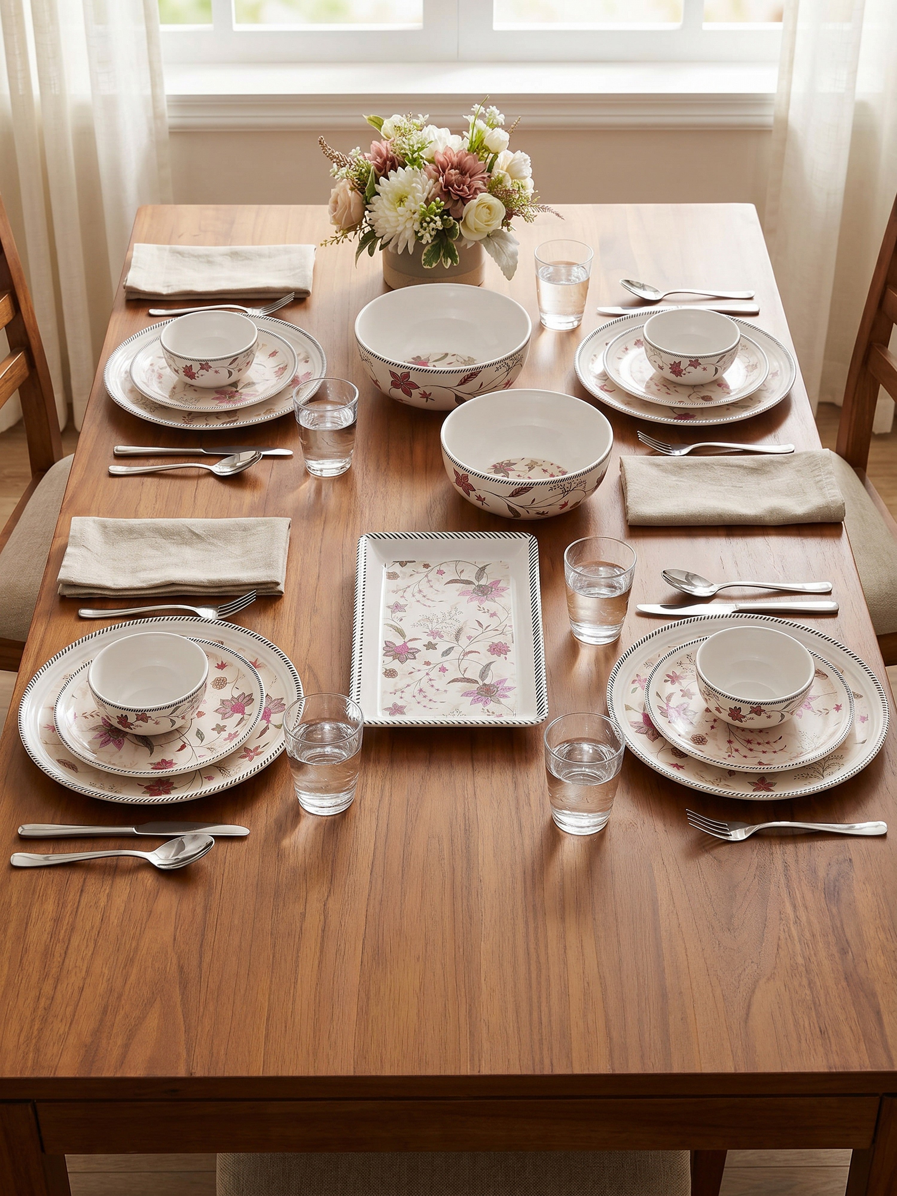 BlossomServe Porcelain Dinner Set (15 Pcs)