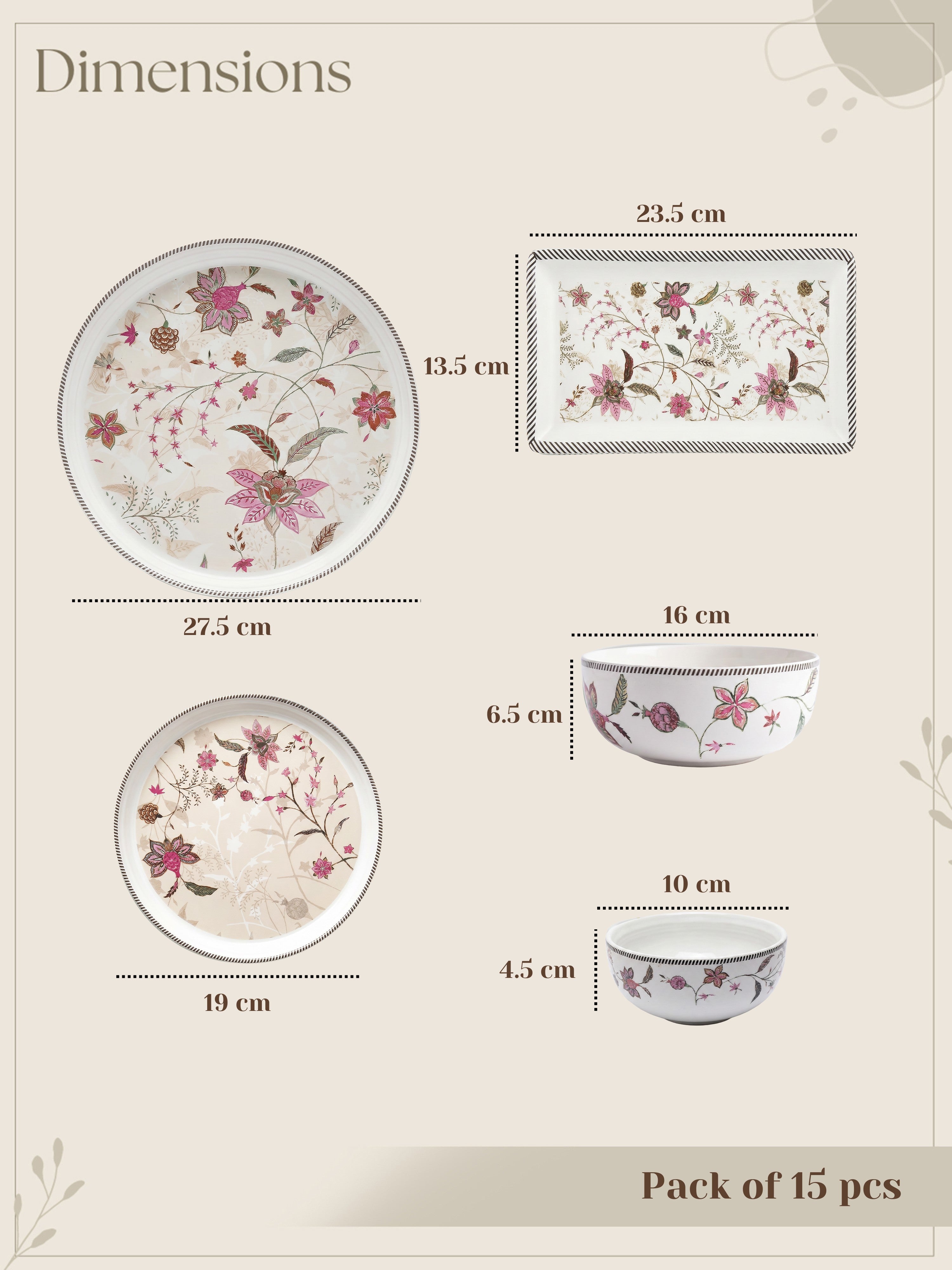 BlossomServe Porcelain Dinner Set (15 Pcs)