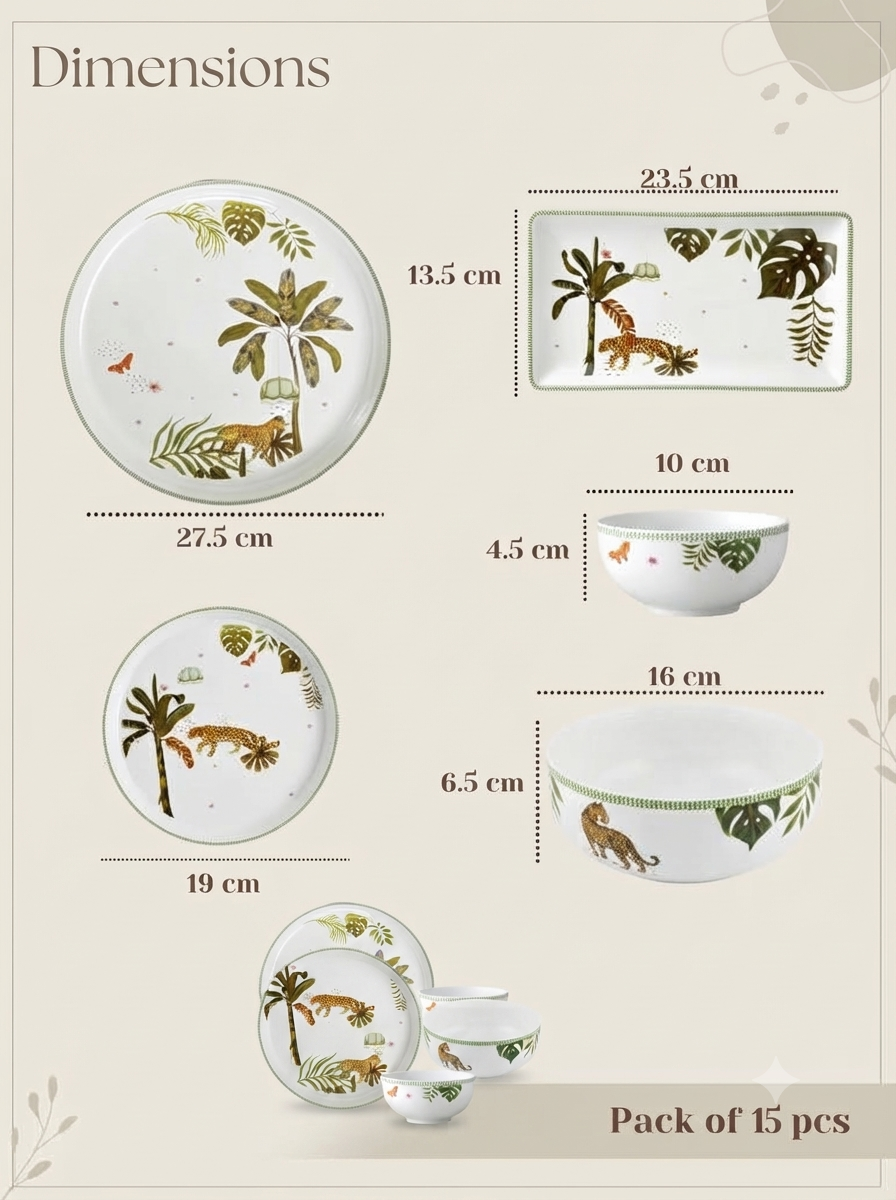 The Jungle Royale Porcelain Dinner Set (15 Pcs)
