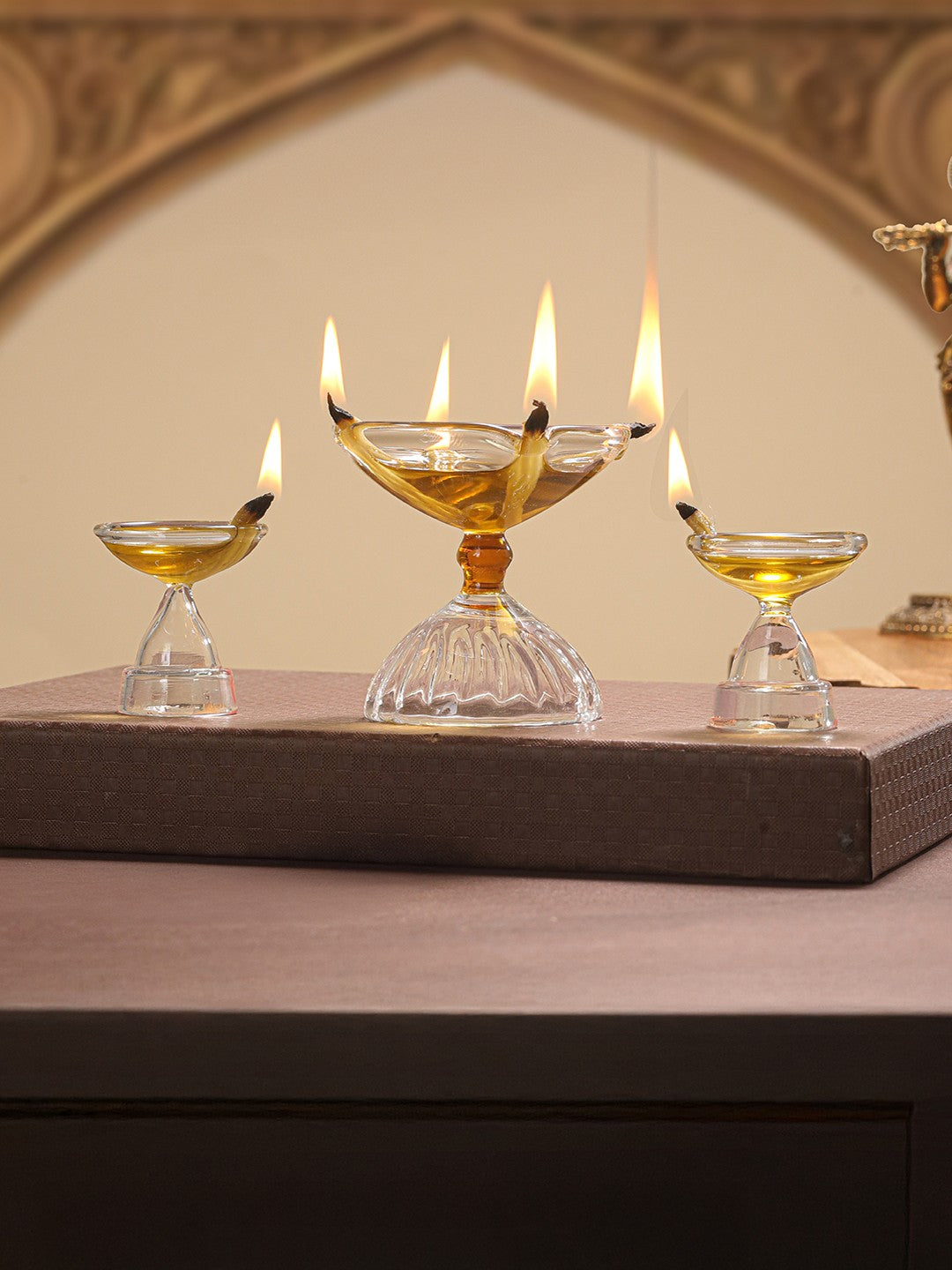 DeepAura Clear Diya Set (Pack of 3)