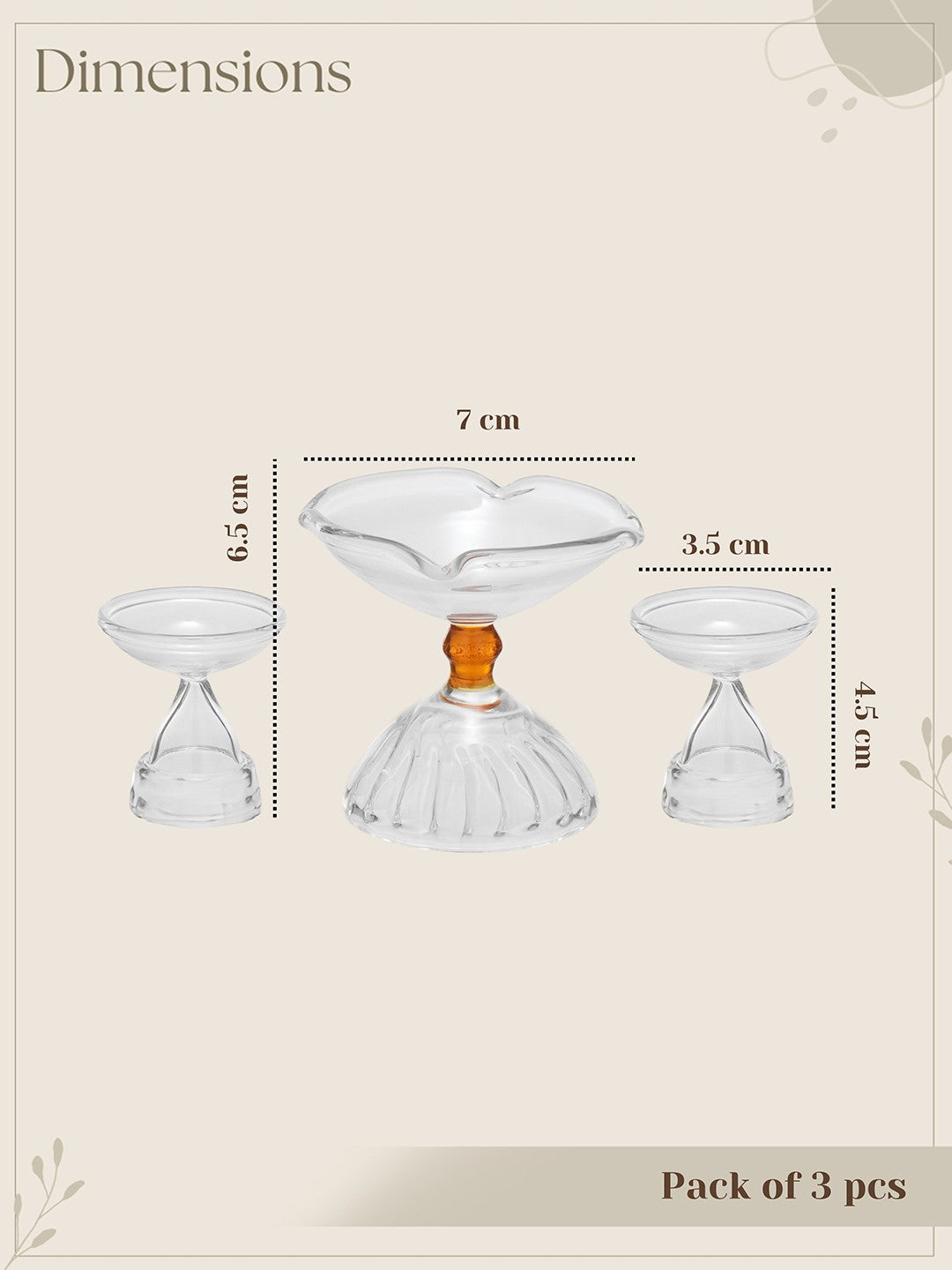 DeepAura Clear Diya Set (Pack of 3)