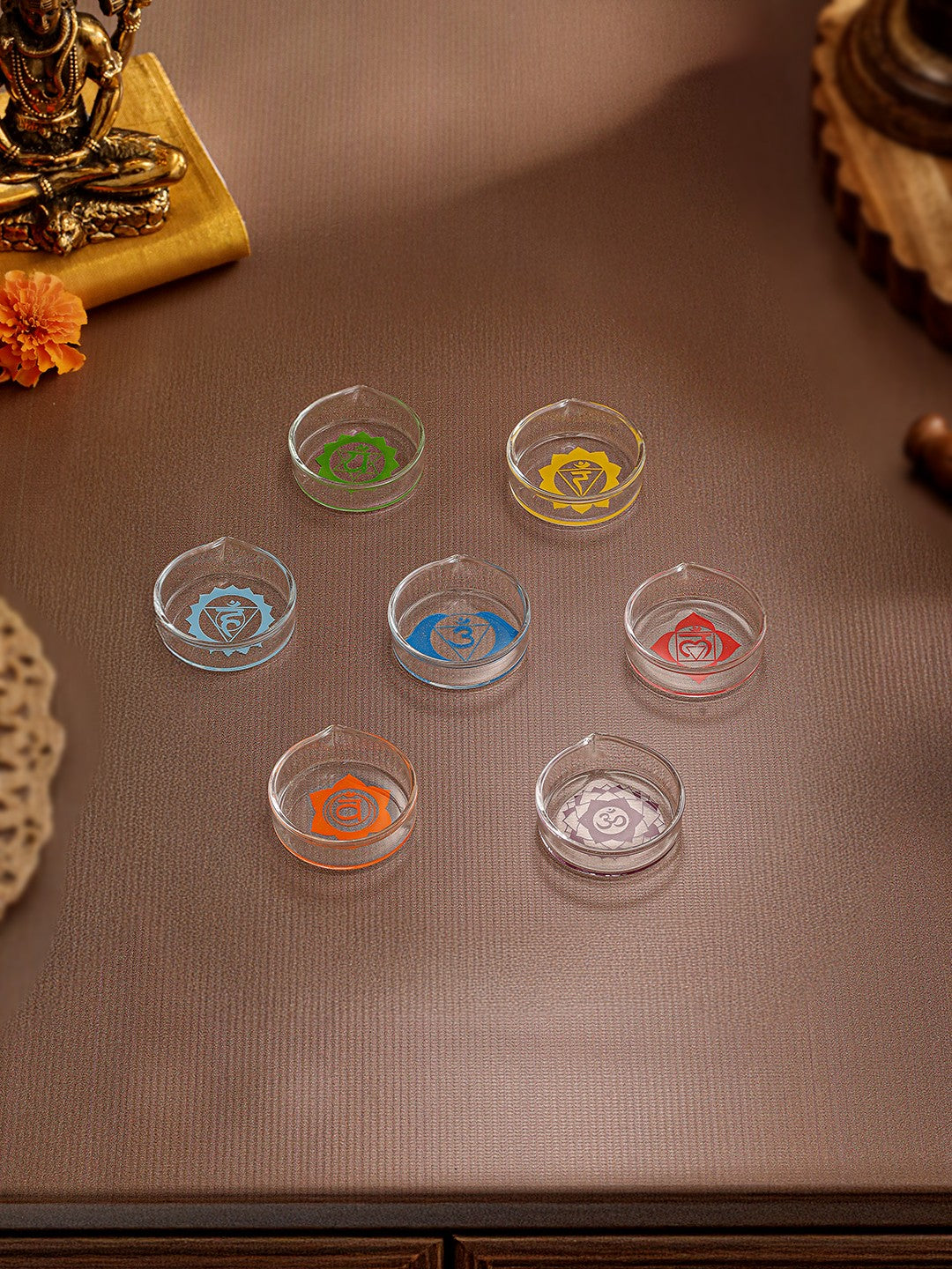 ChakraGlow Frosted Glass Diyas (Pack of 7)