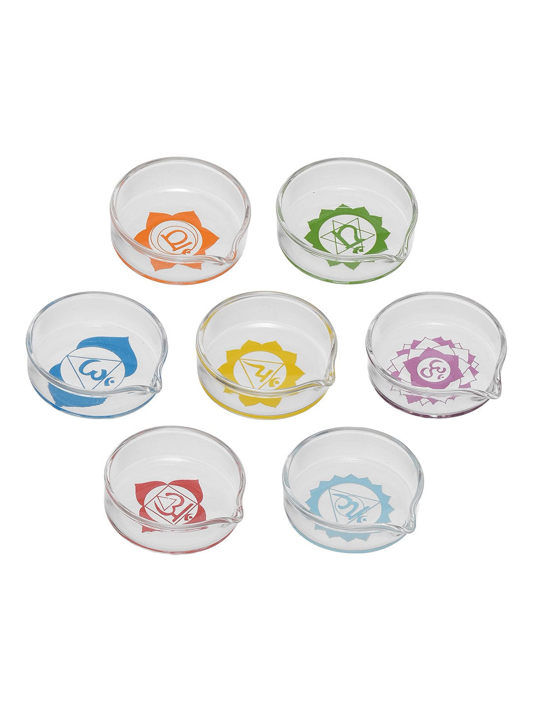 ChakraGlow Frosted Glass Diyas (Pack of 7)