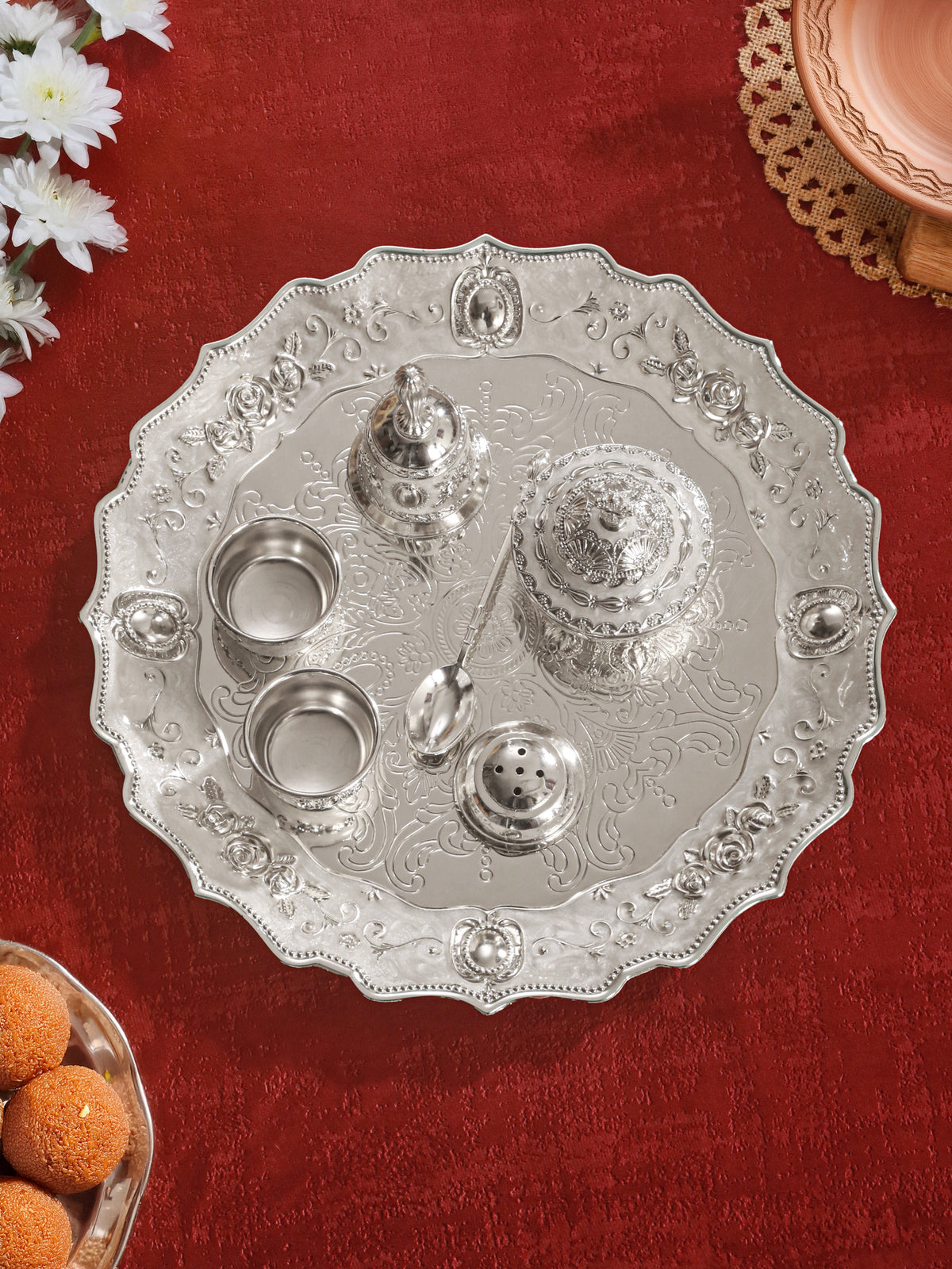 Anantya Enamel Pooja Set - ASSORTED Colour