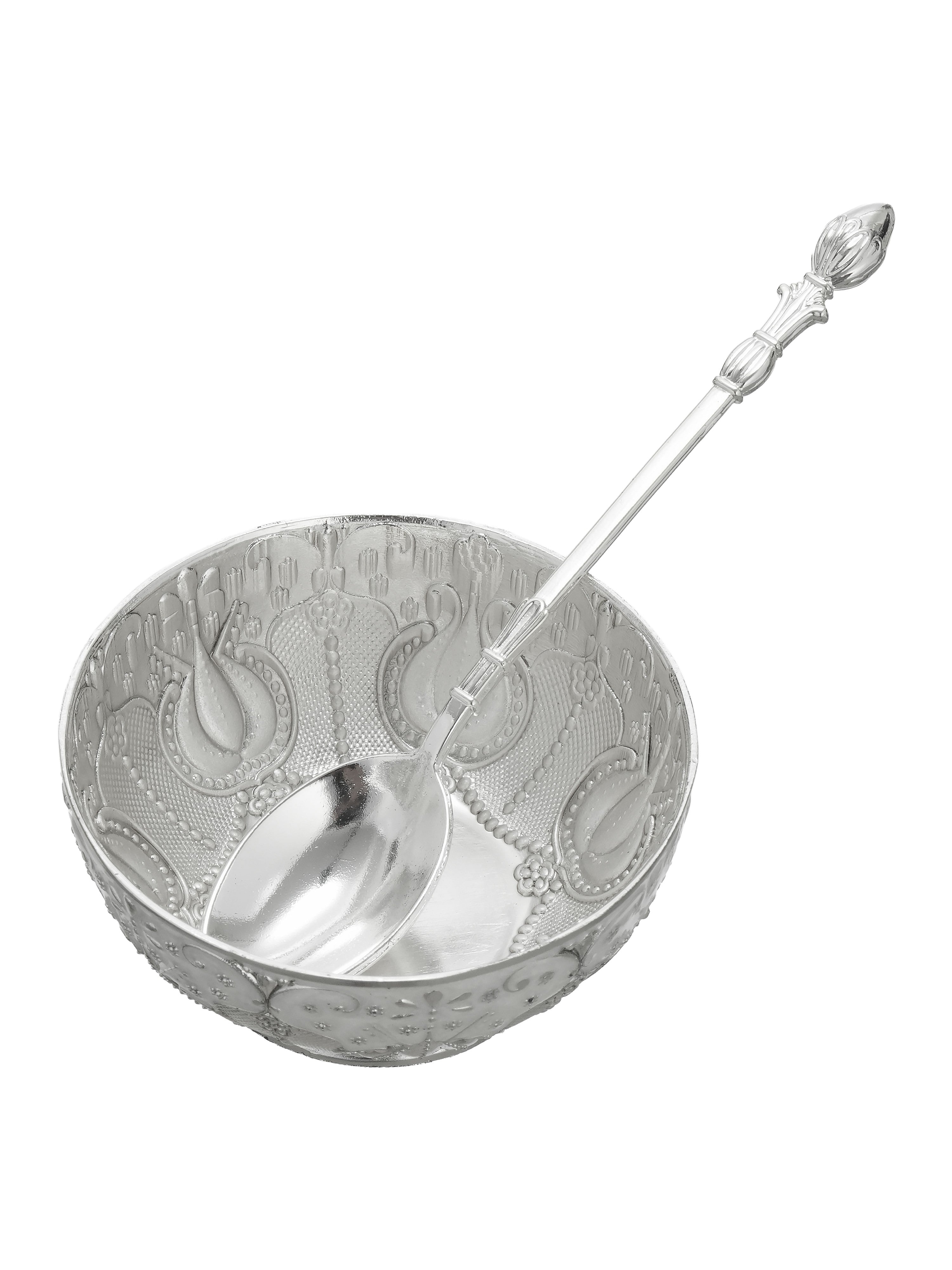 Anantya White Enamel Pooja Set