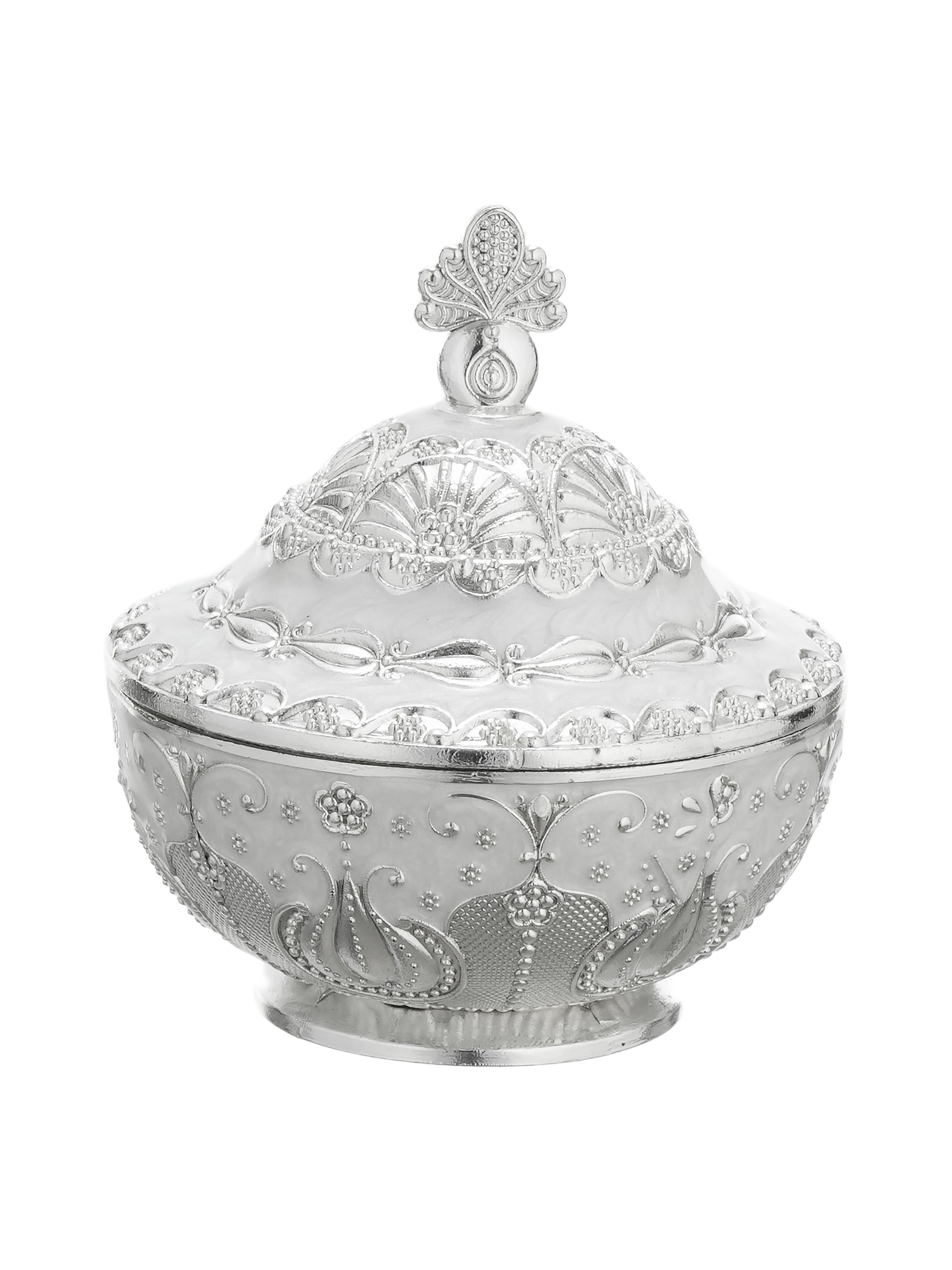 Anantya White Enamel Pooja Set