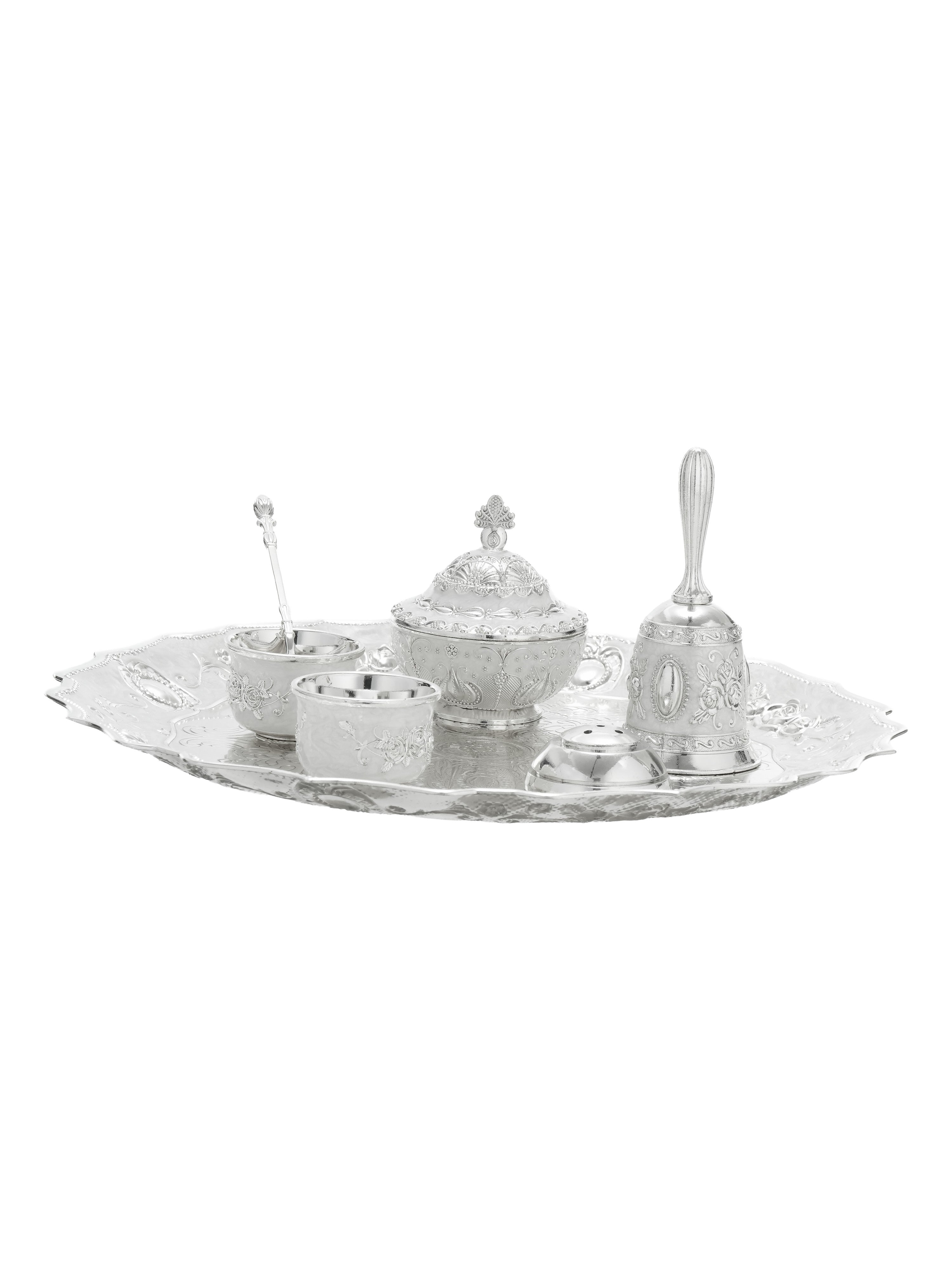 Anantya White Enamel Pooja Set