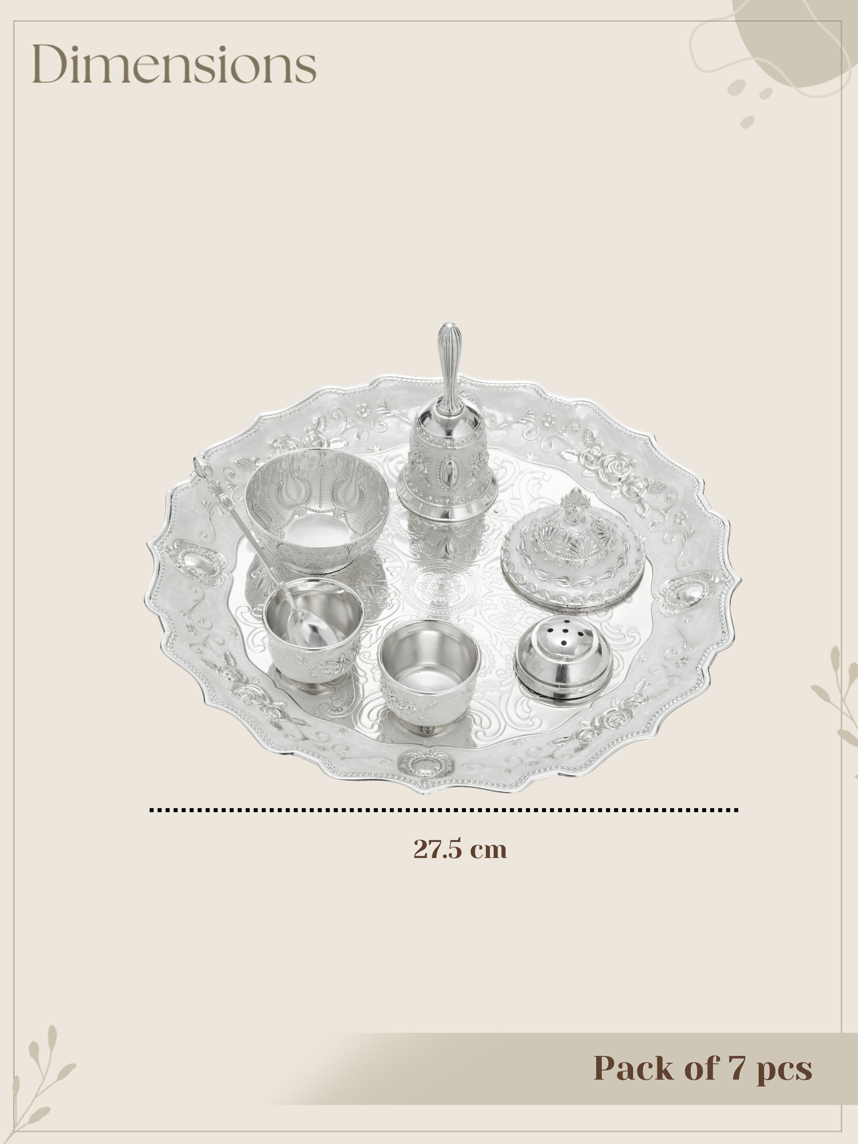 Anantya White Enamel Pooja Set
