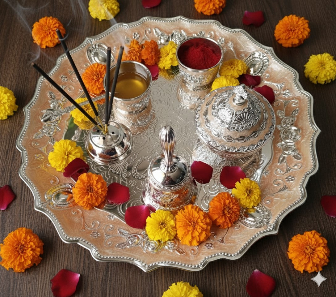 Anantya Peach Enamel Pooja Set