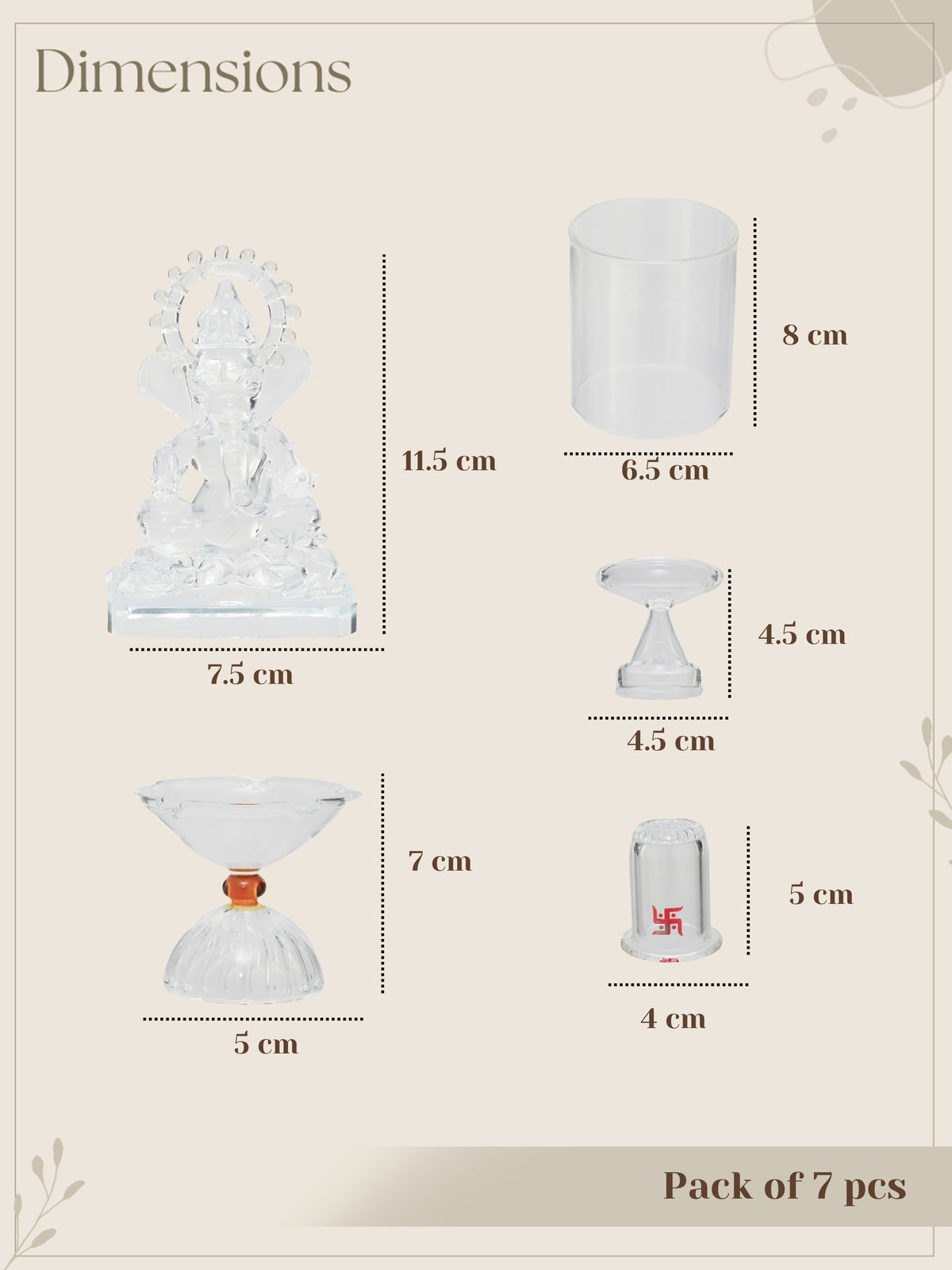 Ganesh Jyoti Glass Pooja Set